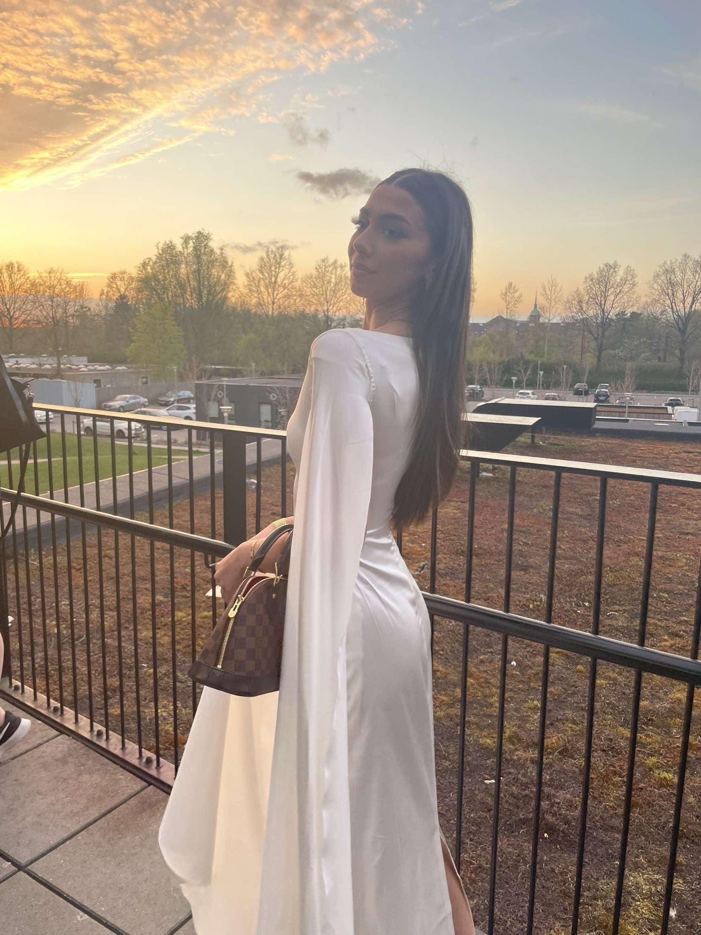 satin silk white dress