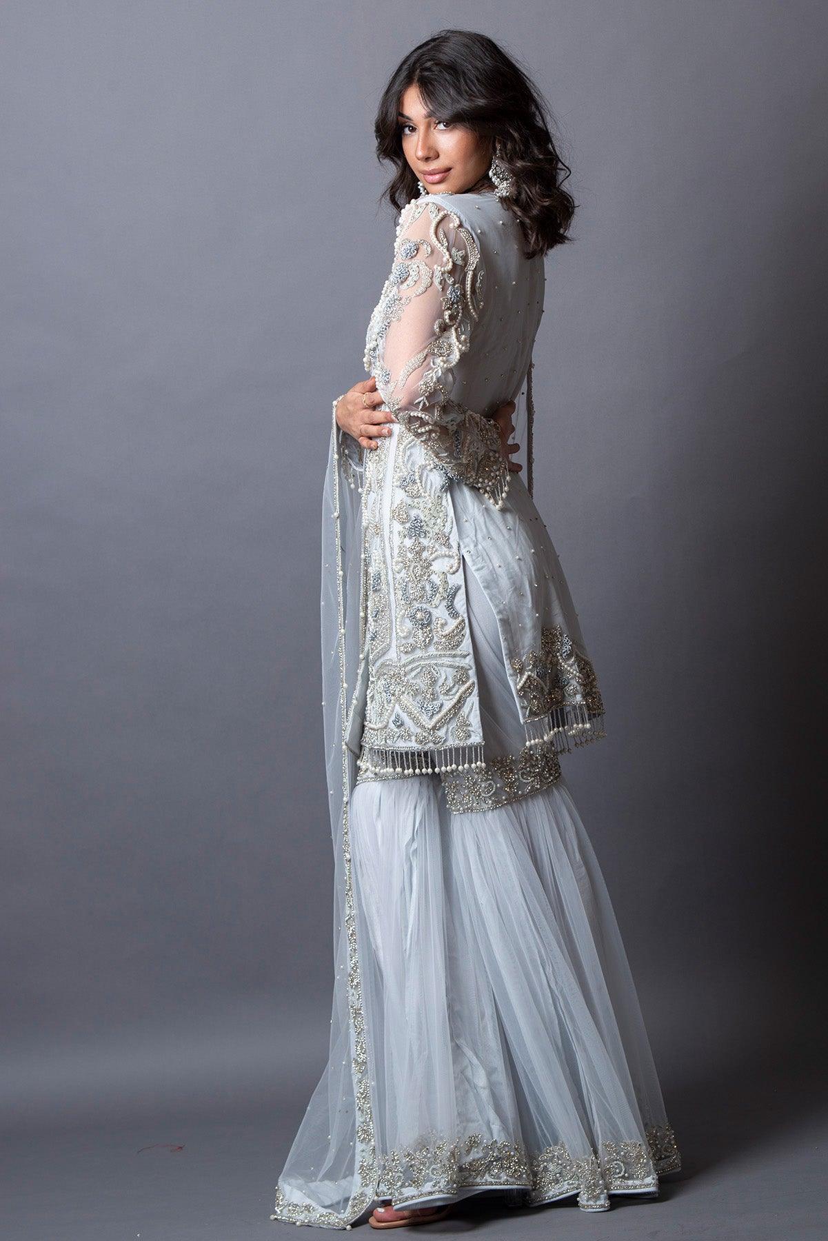 Pure Net Fabric Gharara Dress Shop Faheema By Gulnaaz Khan