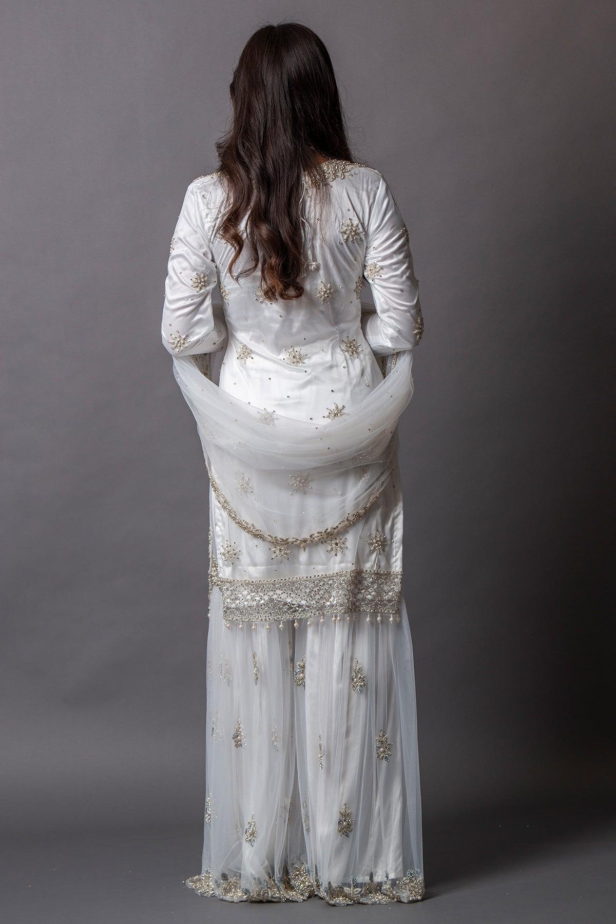 white kurti with gharara