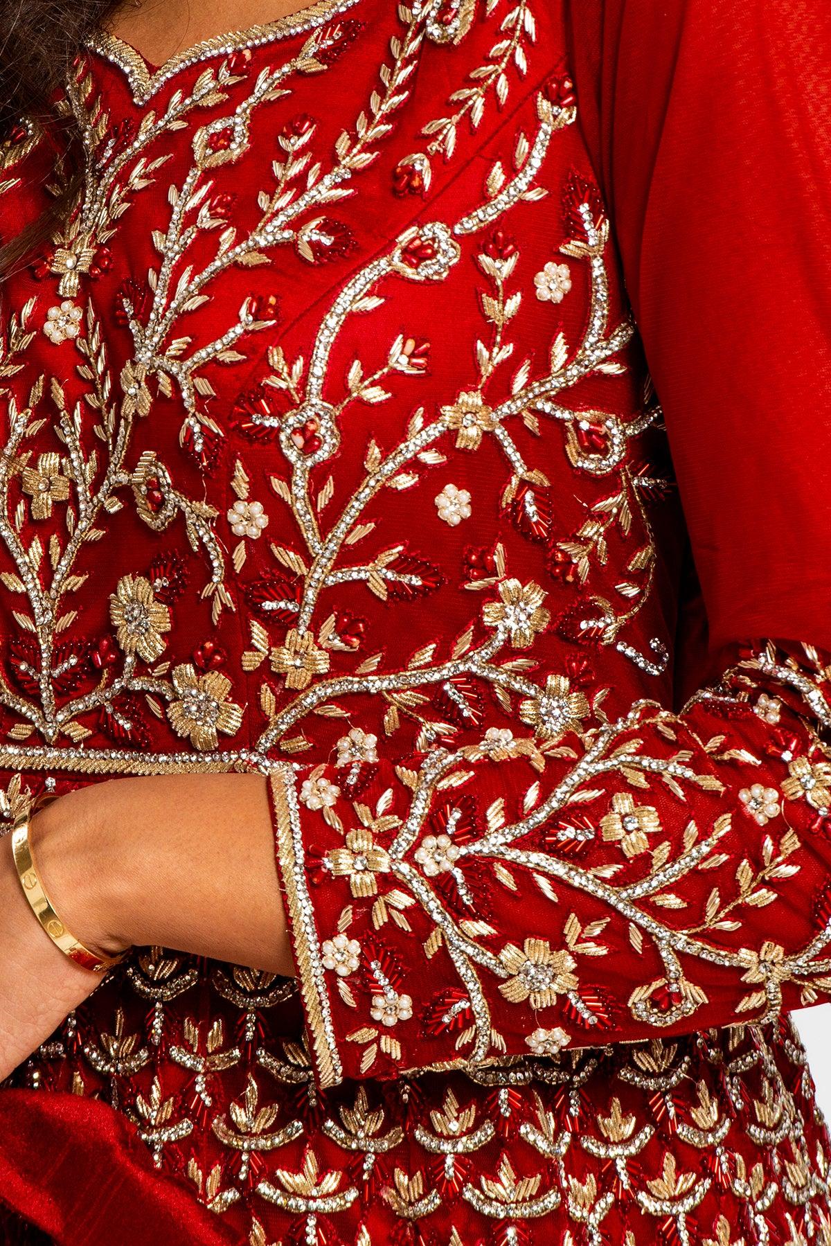red afghani bridal dress