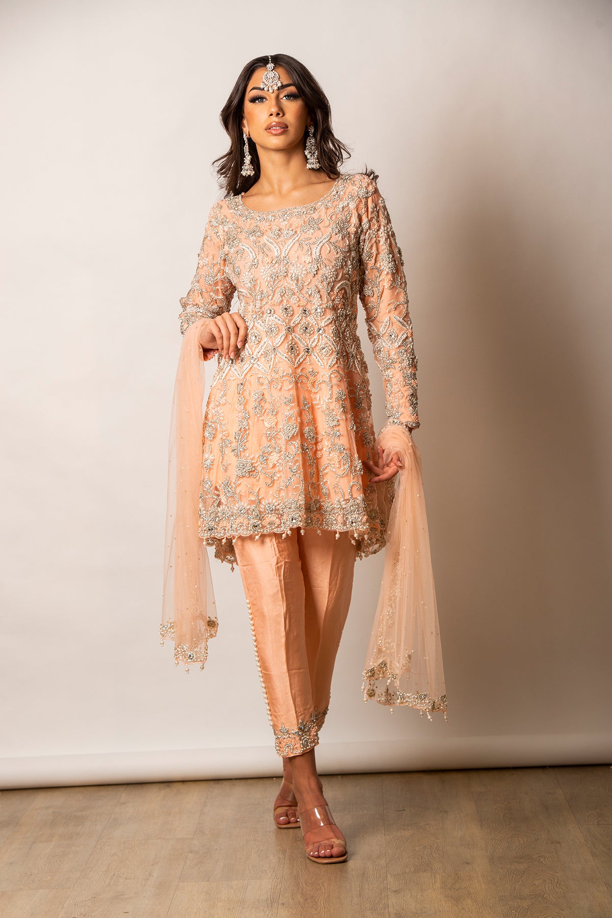 Pakistani Short Frock Asian Wedding Dress White #PN19