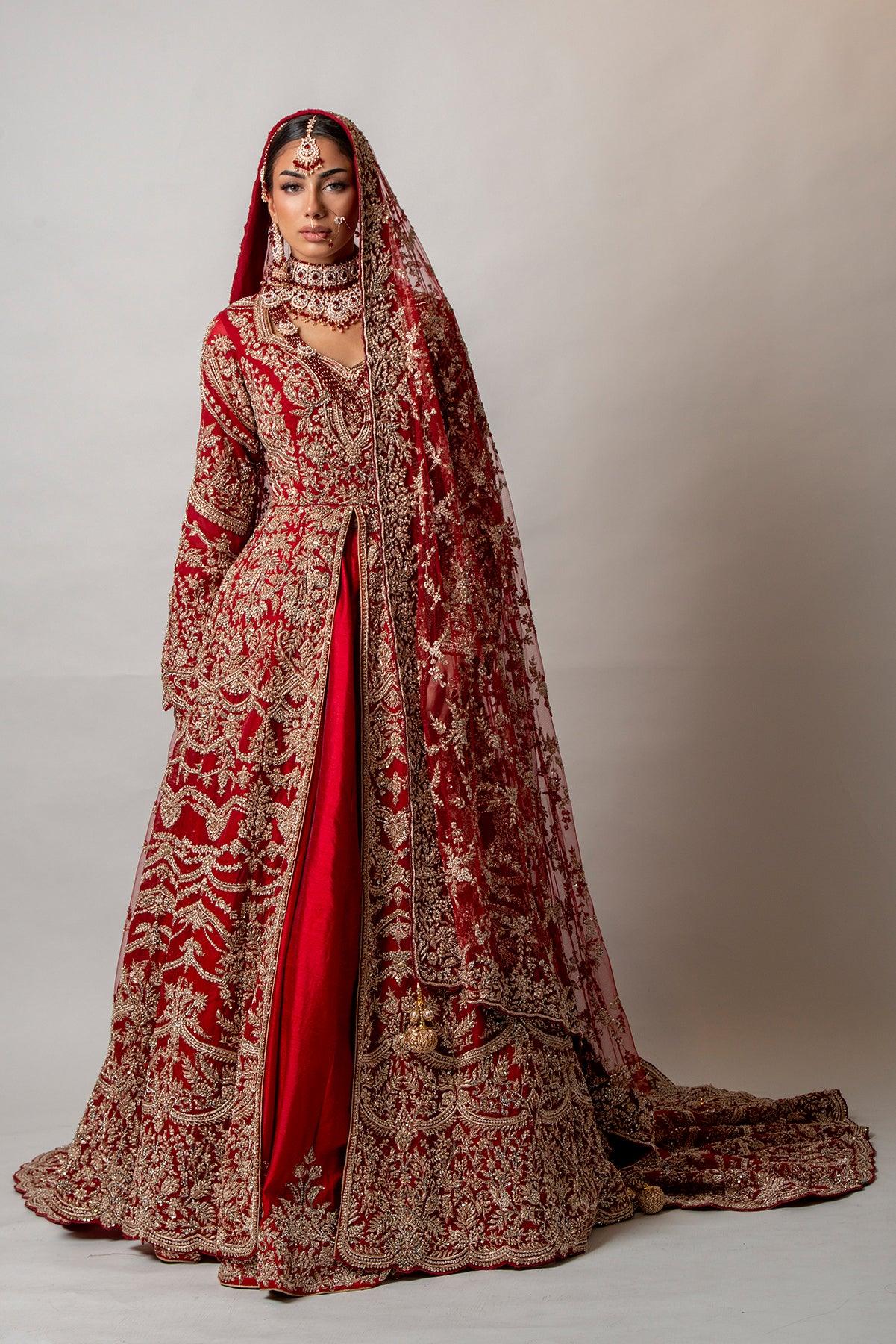 red lehenga for bride