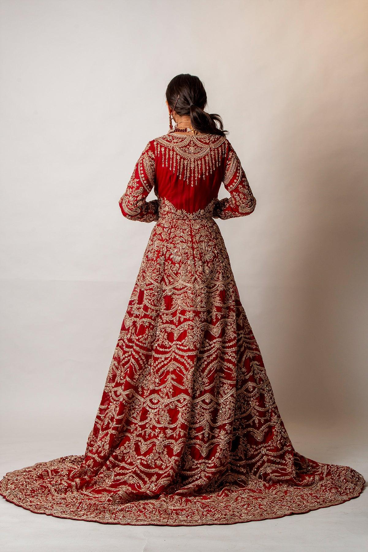 red bridal lehenga