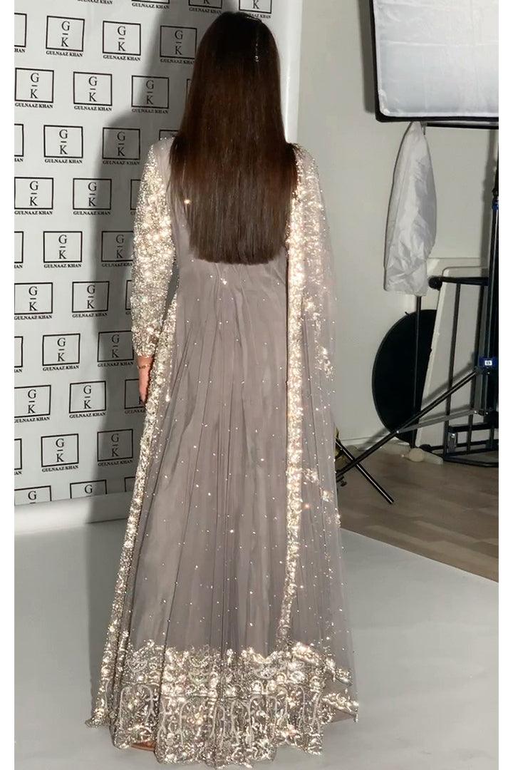 light grey gown
