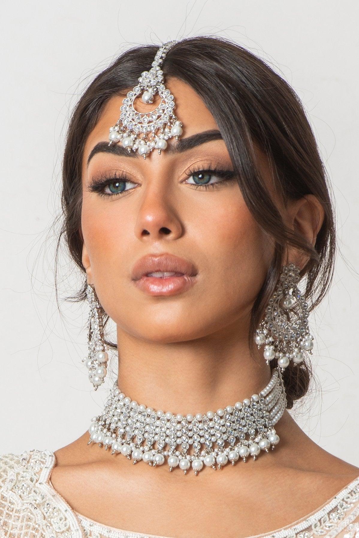 silver kundan set