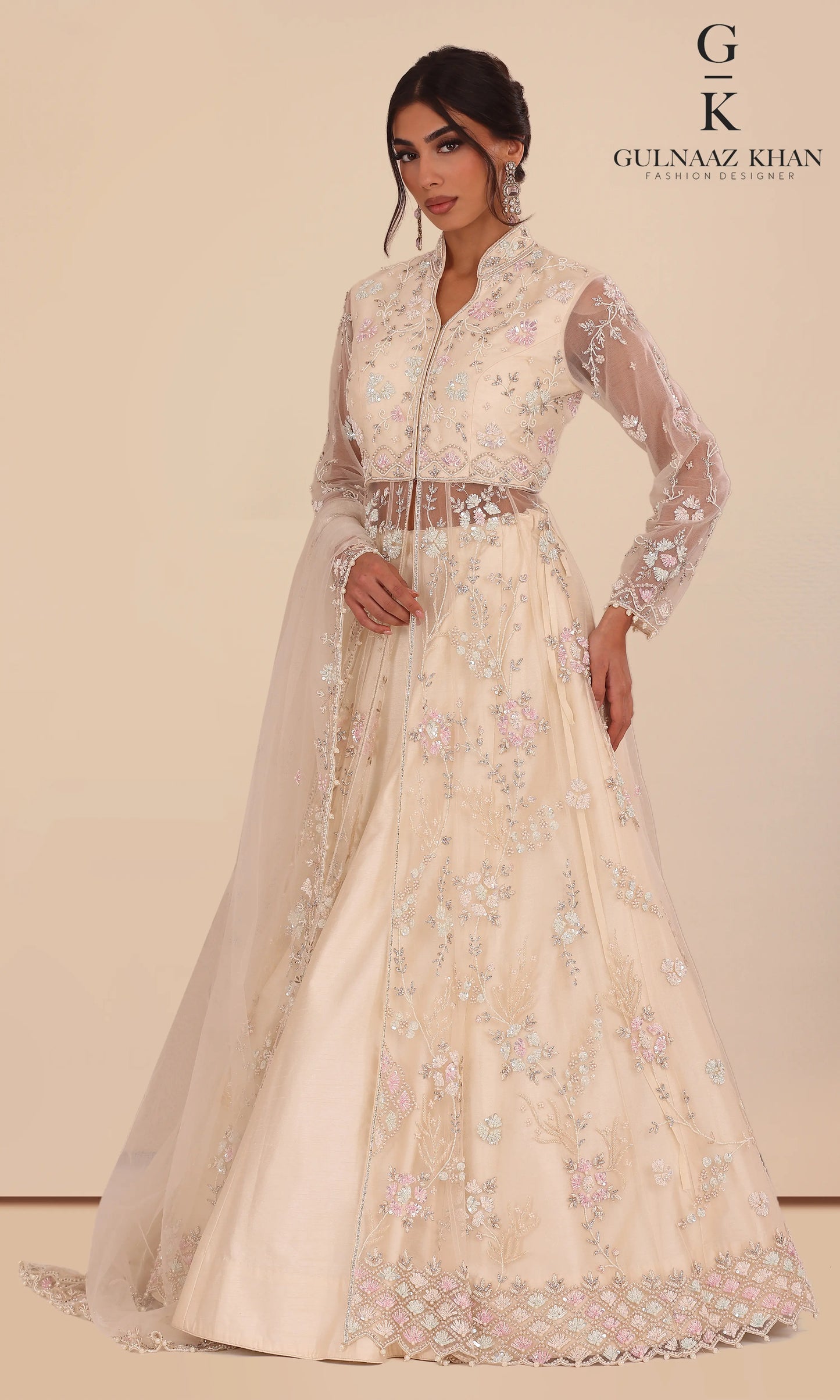 Lamis lehenga close up sequins stone cutdana embroidery