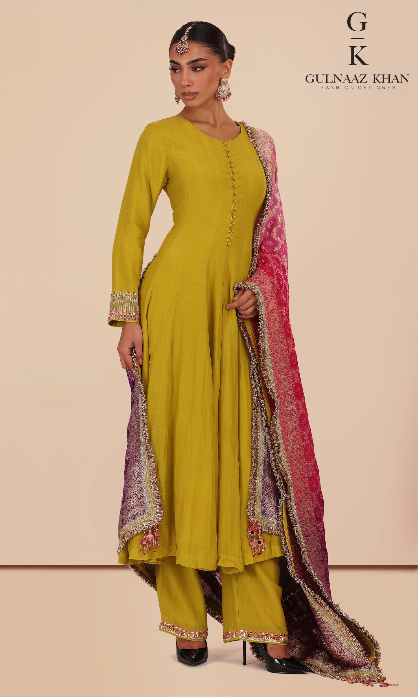 roshni mustard pakistani dress