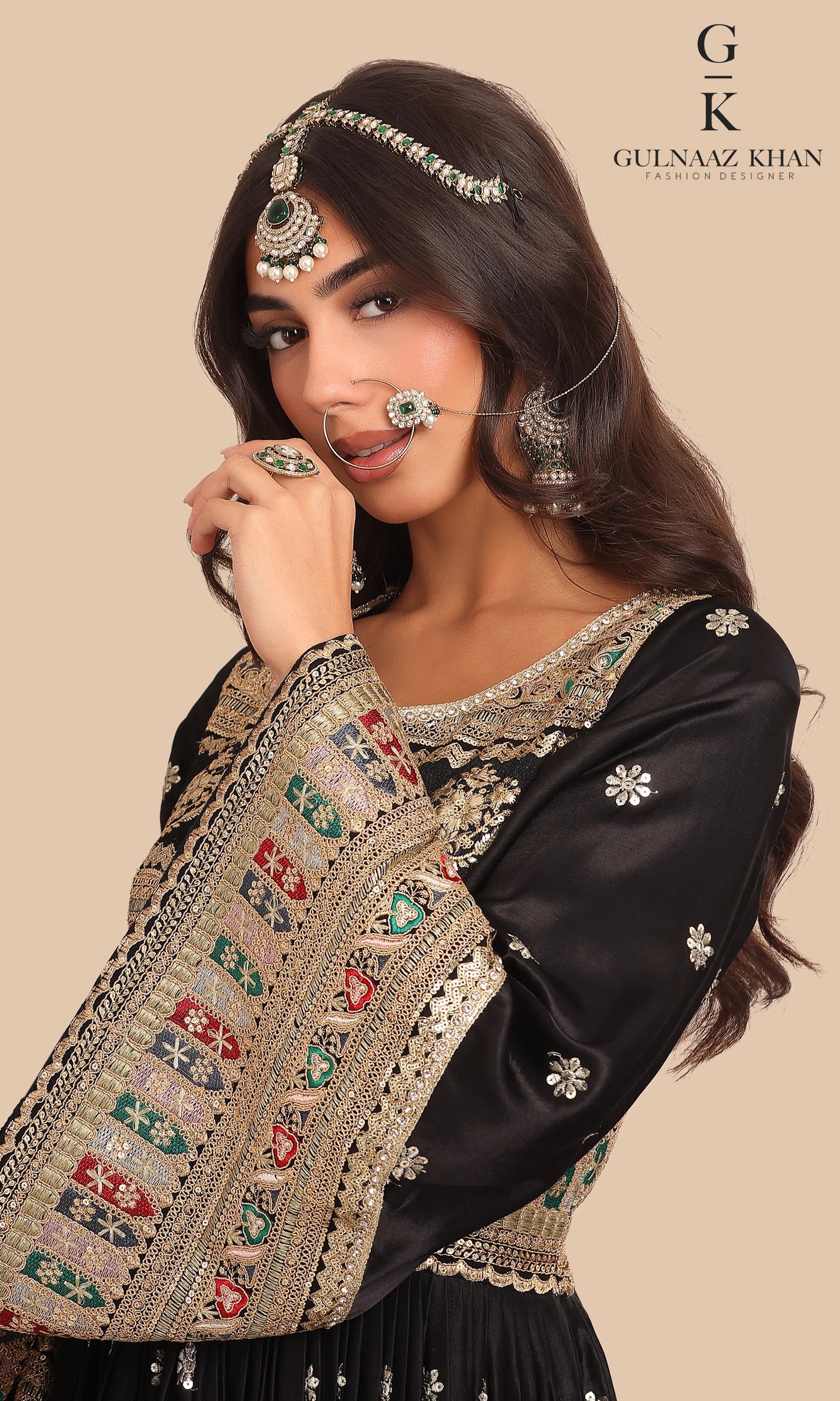 Zarlasht Black Afghan Dress in Pure Silk