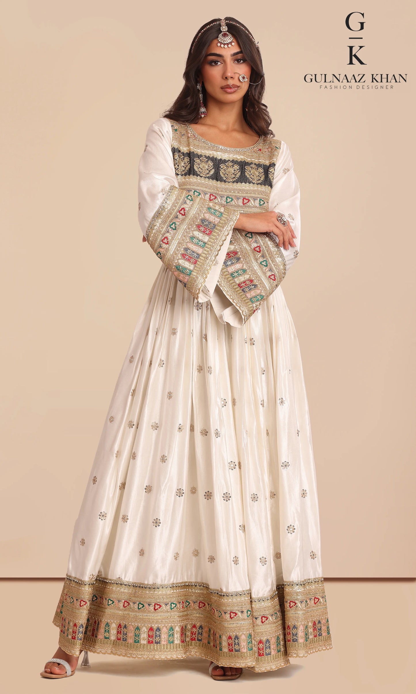 Zarlasht White Afghan Dress In Pure Silk | Designer Ethnic Wear 50 Zarlasht White Afghan Dress In Pure Silk | Designer Ethnic Wear 50