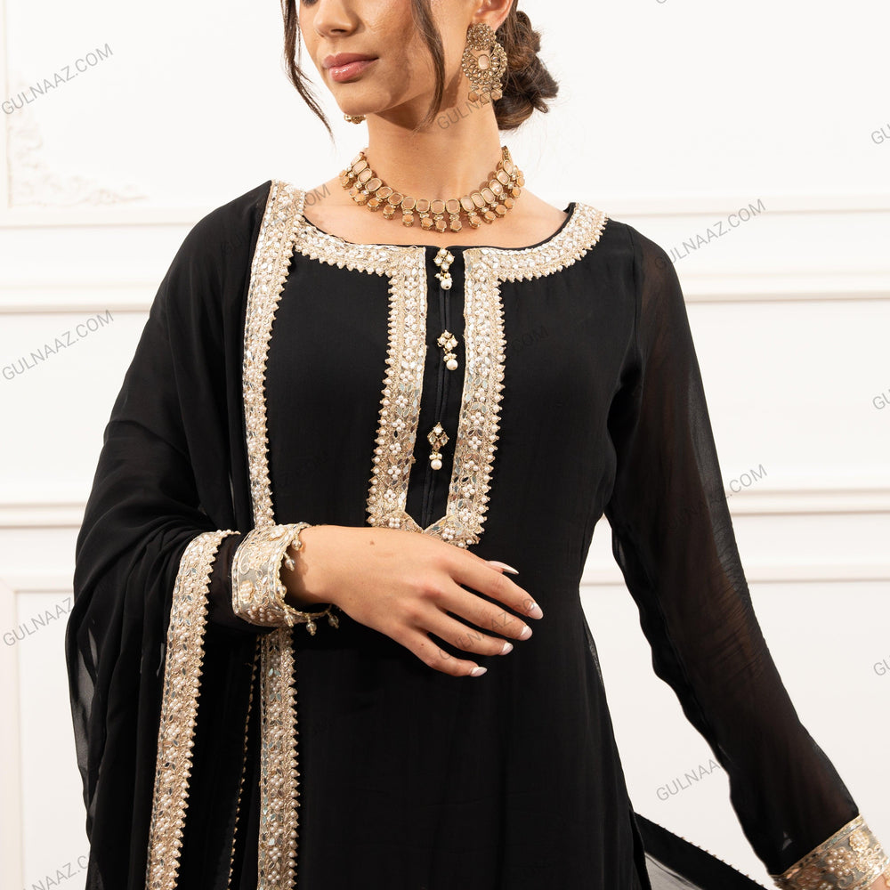 black sharara suit