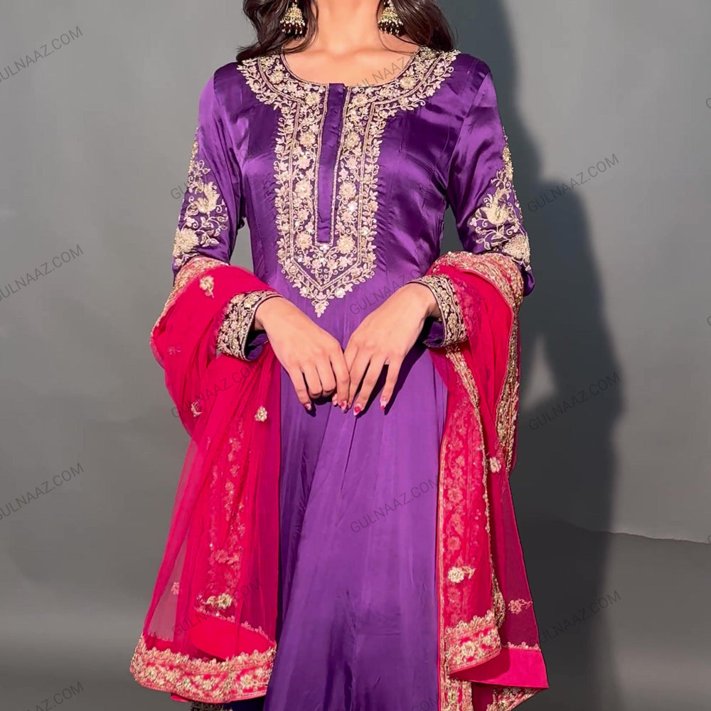 purple anarkali suit