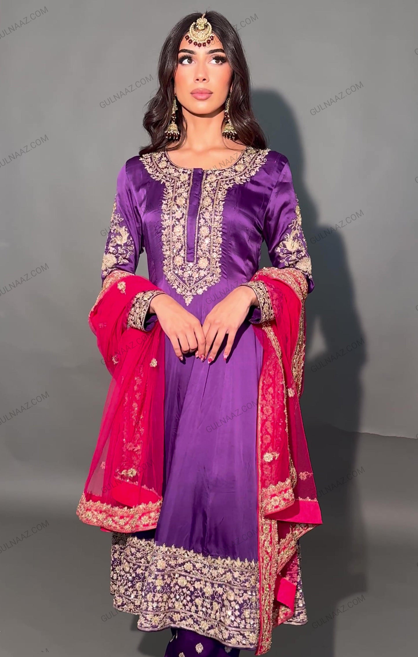 purple anarkali suit