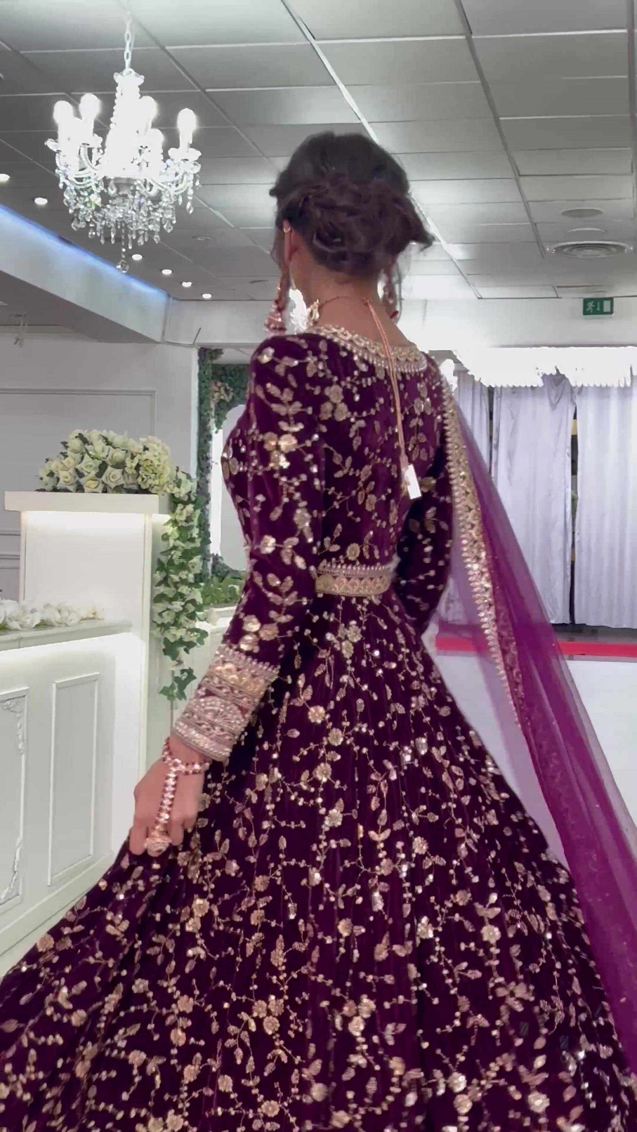 Designer Purple pink Velvet Gown | Buy Safura by Gulnaaz Khan – Gulnaaz  Fashion