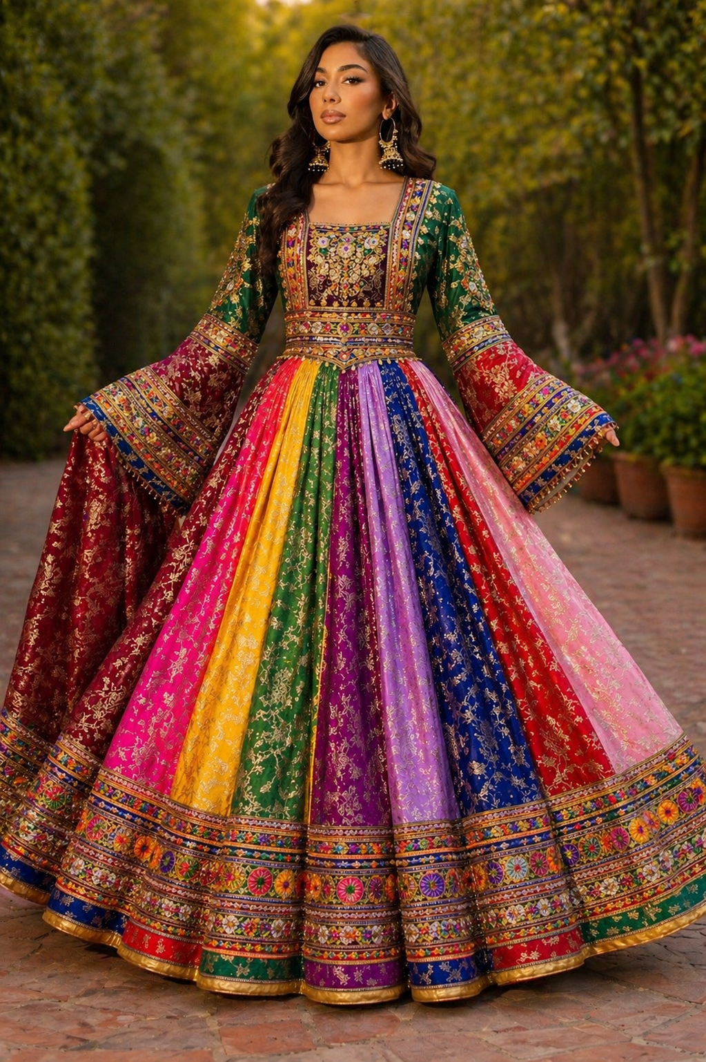 Elaha multicolor brocade Anarkali dress front