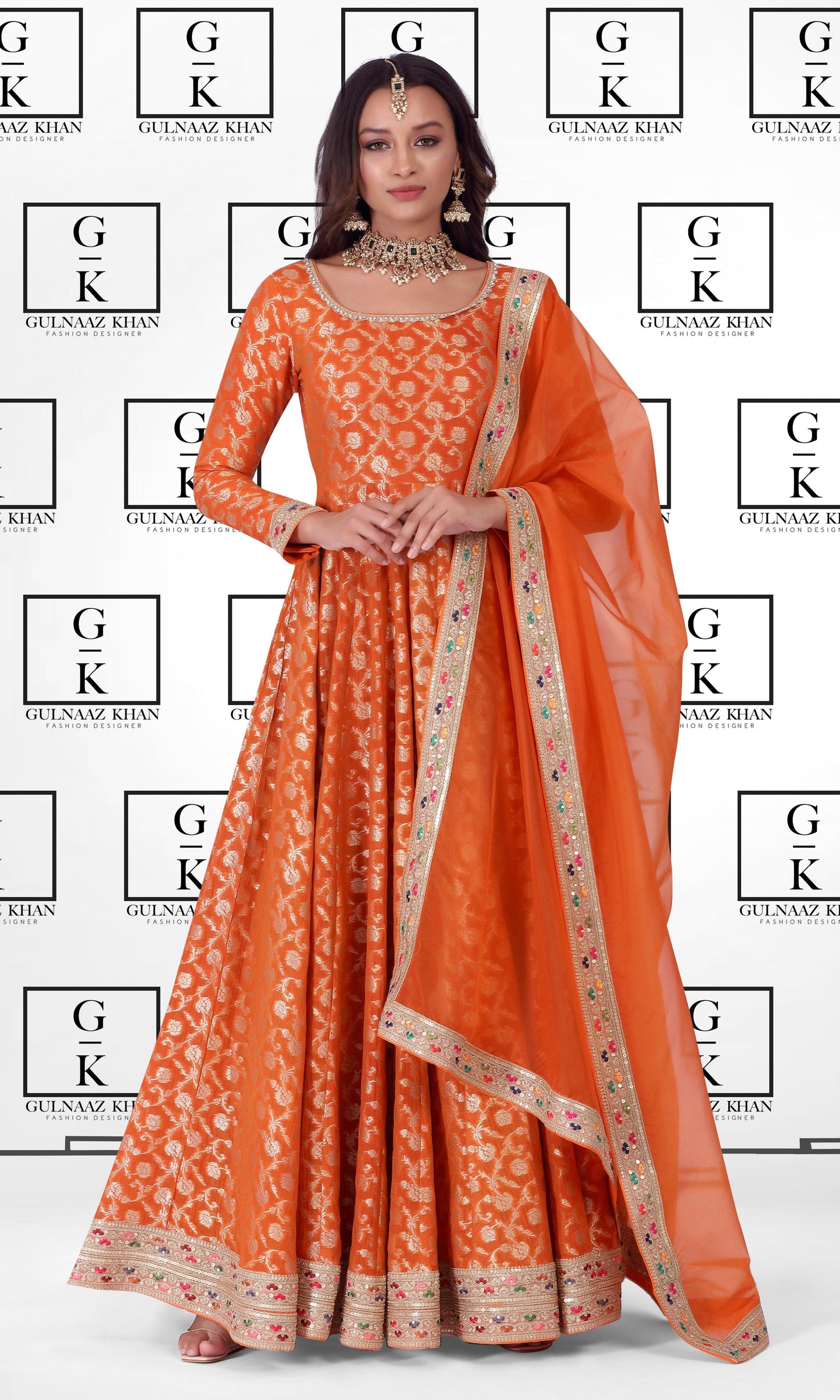 Shop Classic Orange Anarkali Suit | Kiran By Gulnaaz Fashions Shop Classic Orange Anarkali Suit | Kiran By Gulnaaz Fashions