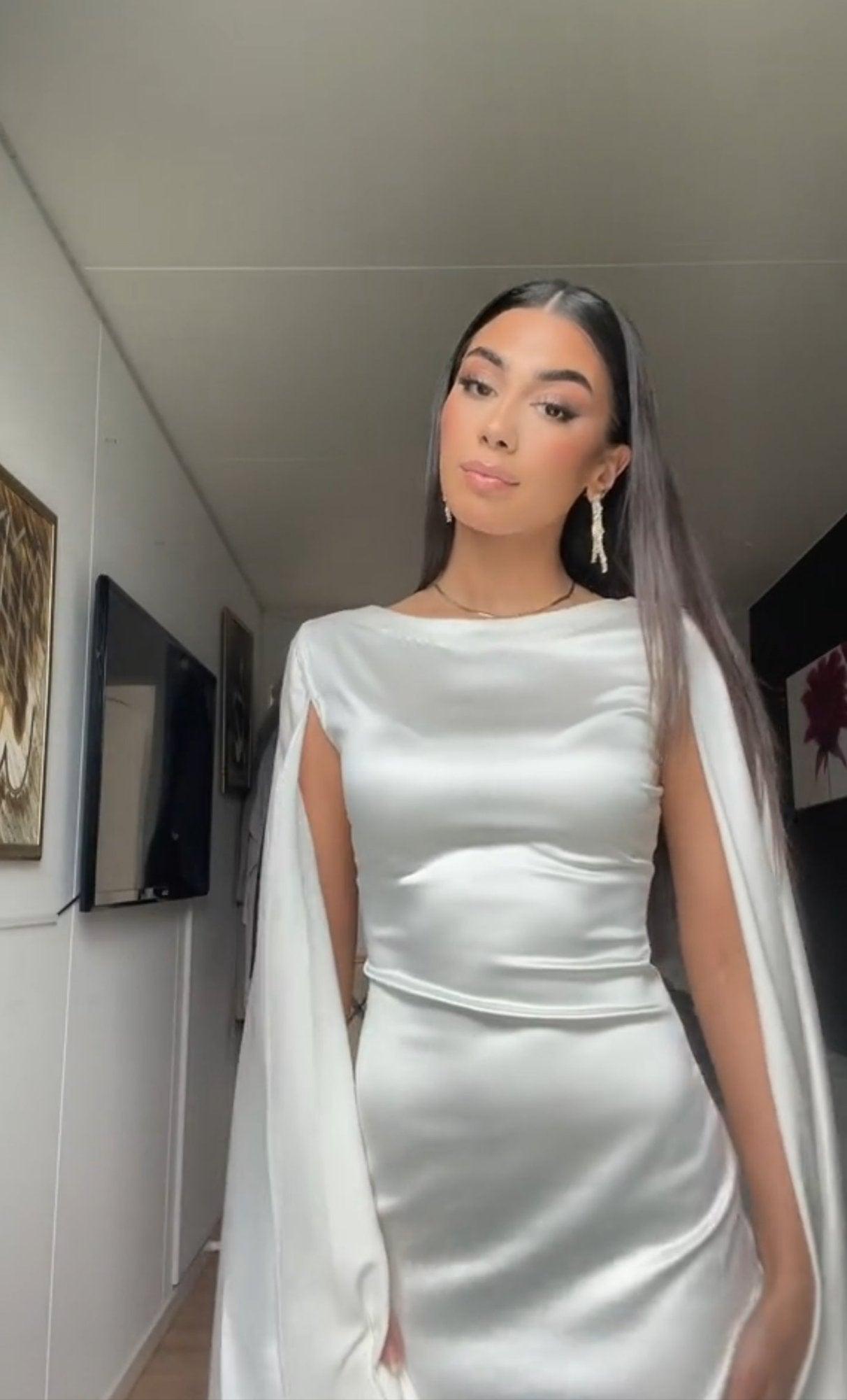 long white satin dress Shop Adoore