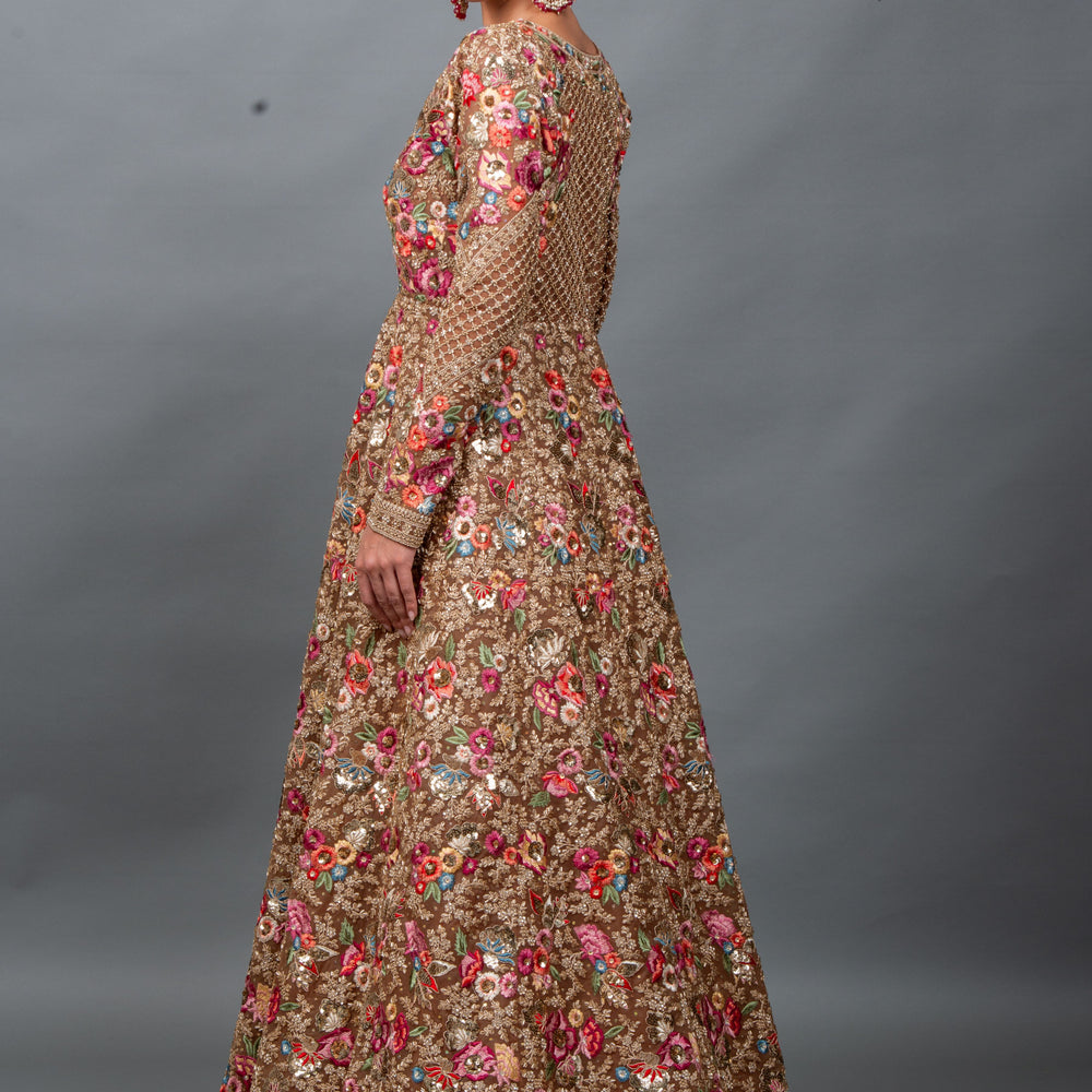 
                  
                    Back view of Shehwar bridal gown showing embroidery and silhouette
                  
                