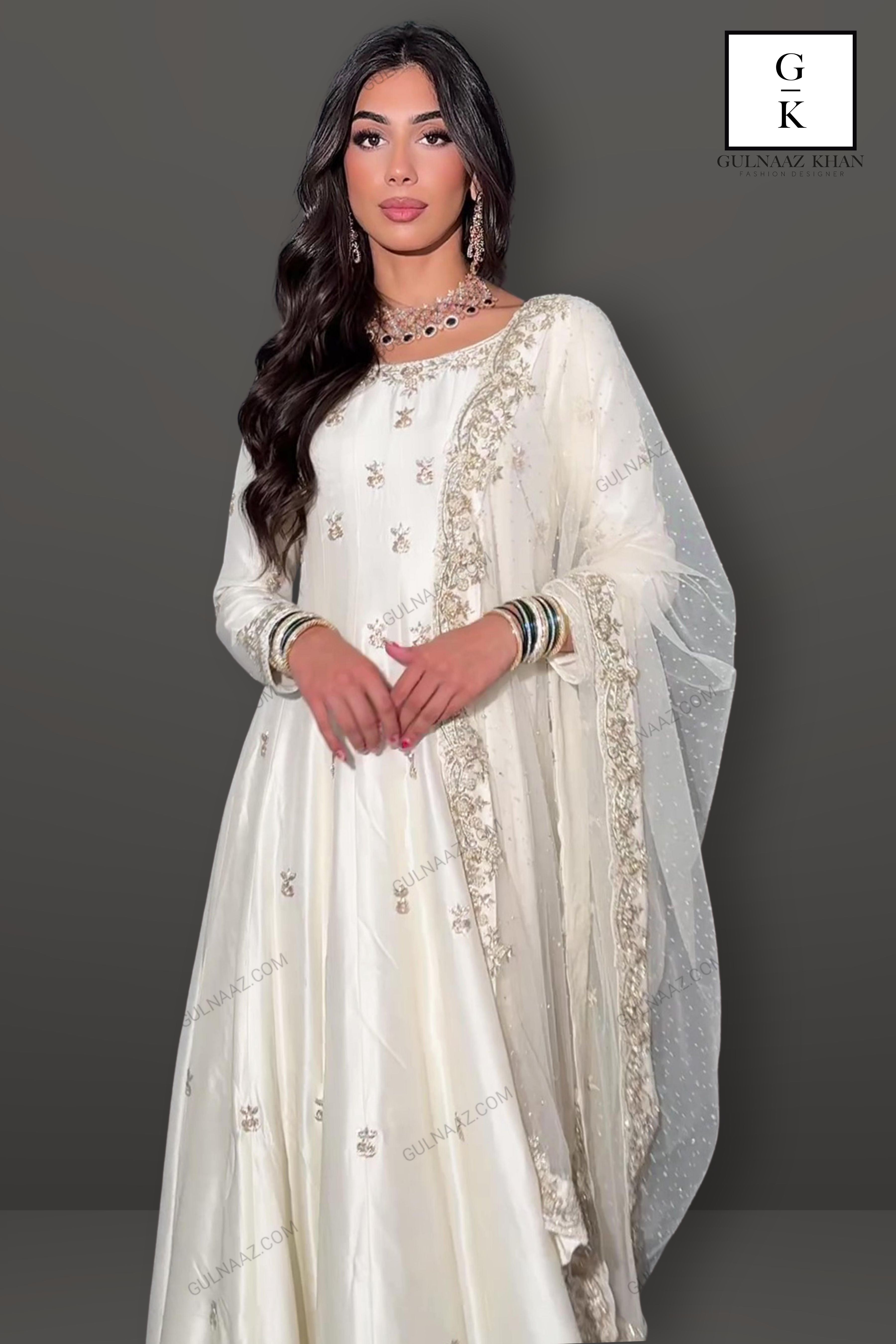 Off-white wedding gown | Shop Aria By Gulnaaz – Gulnaaz Fashion