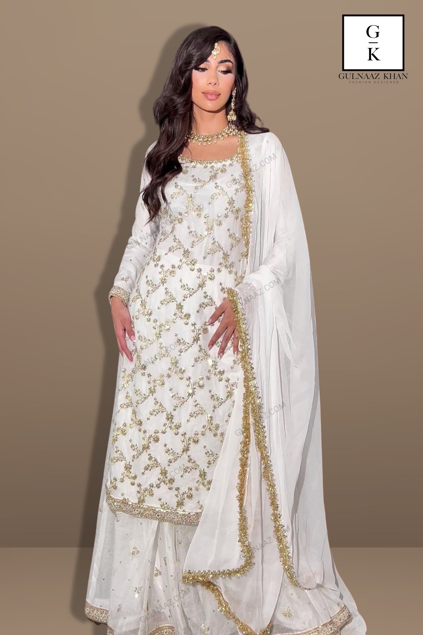 white sharara set