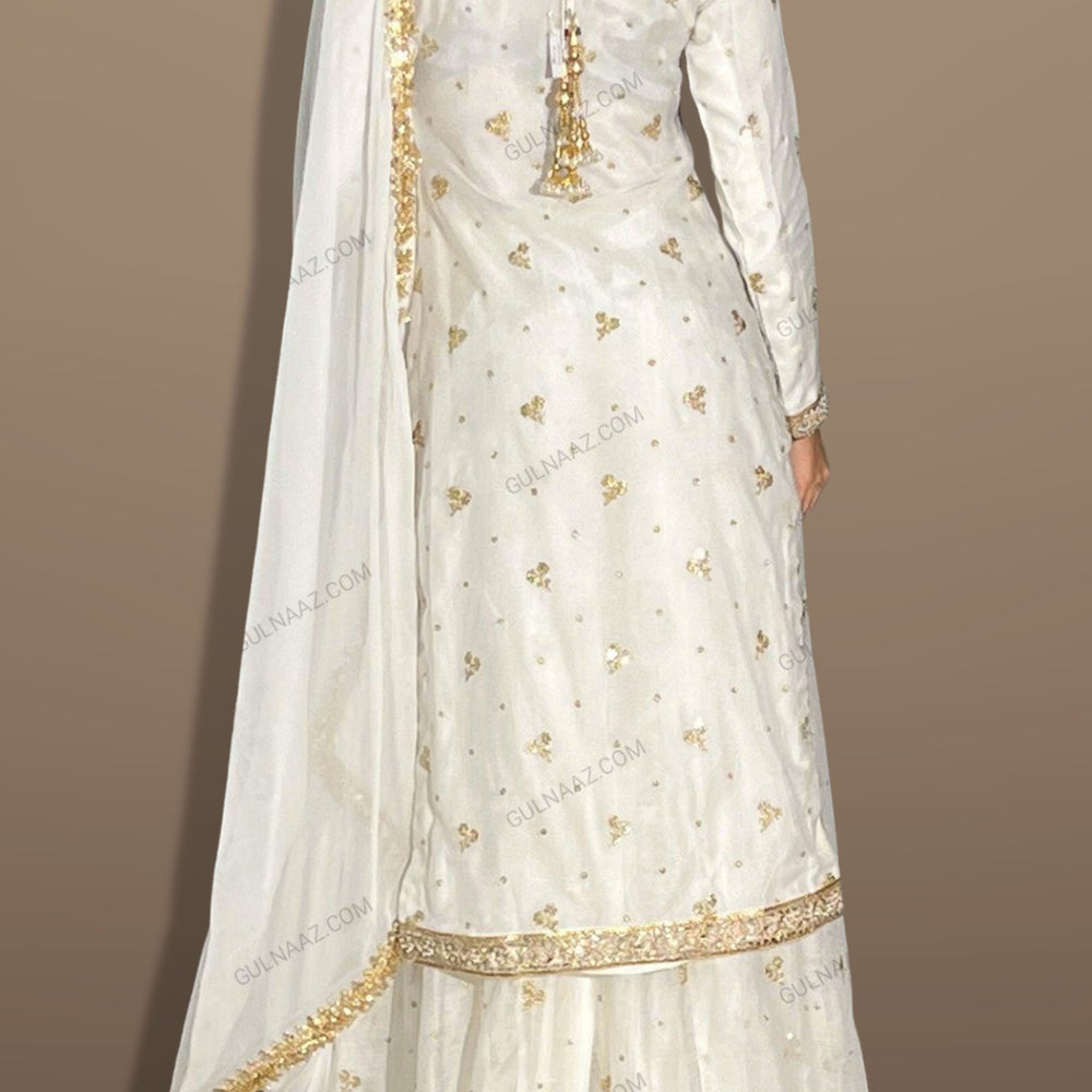white and gold sharara