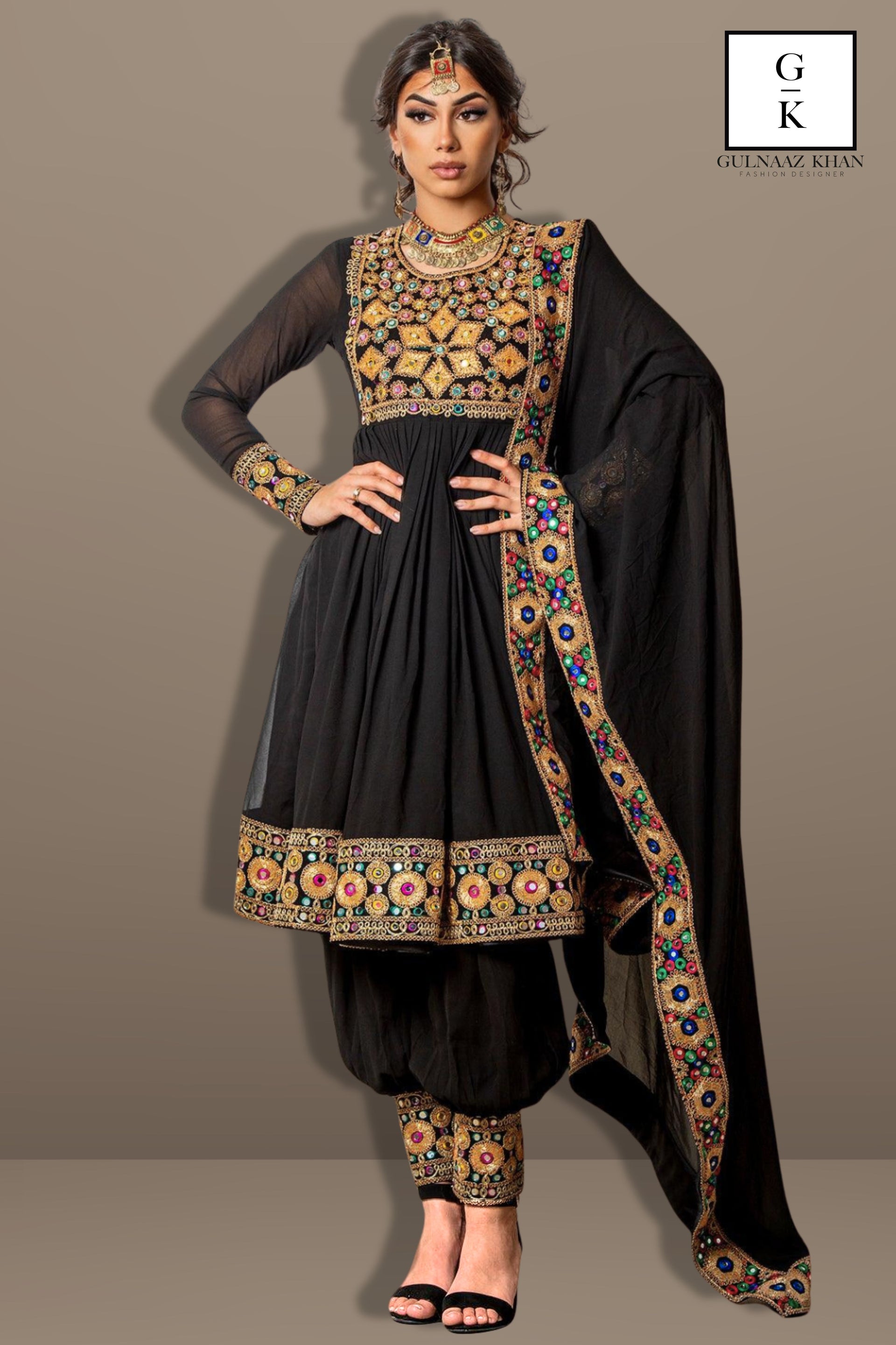 black afghani dress Traditional peplum ussync080925 Elegantly Matched Black Mesh Dresses | Size:Custom Size Free