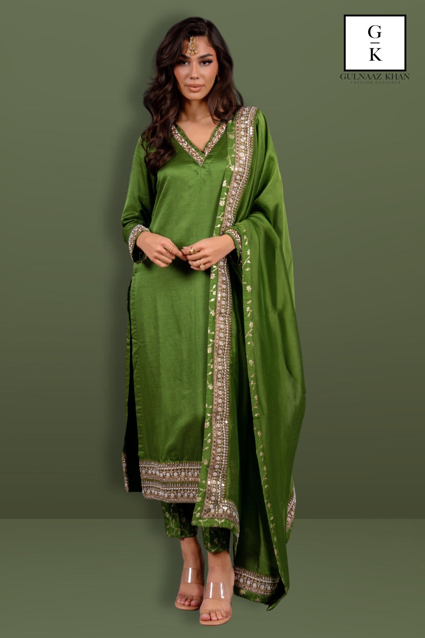 satin silk pant dupatta and top