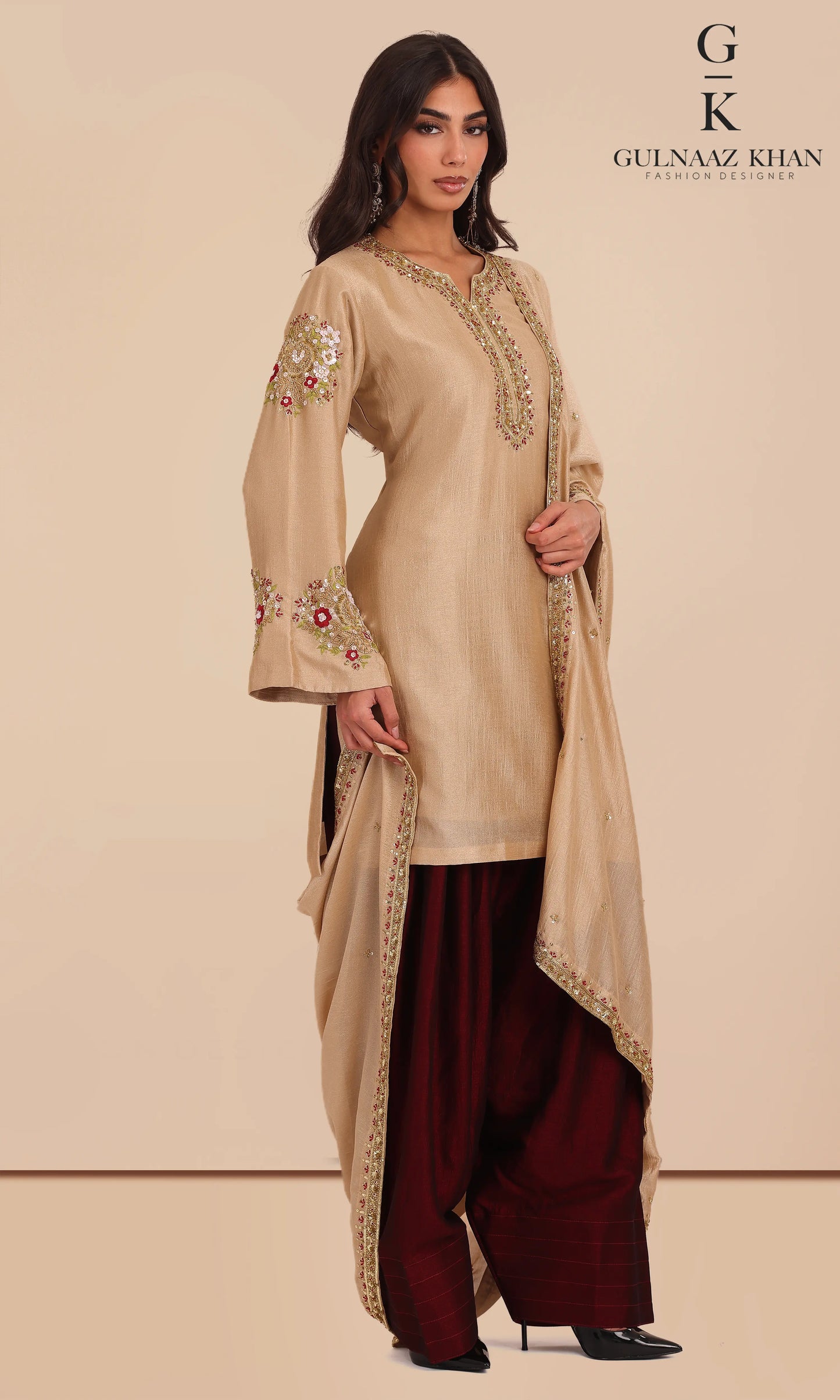 Zarminah traditional farshi shalwar suit full look in pure silk party wear
