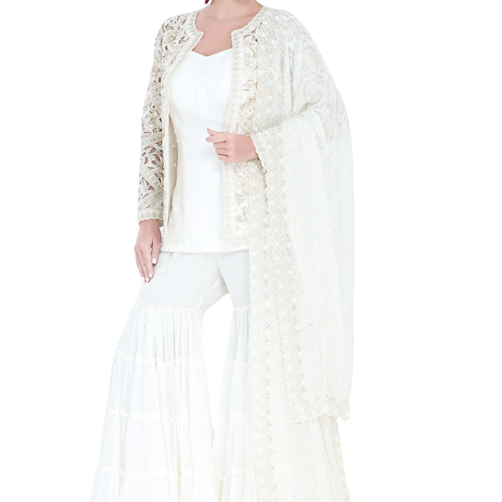 
                  
                    cream jacket with gharara
                  
                