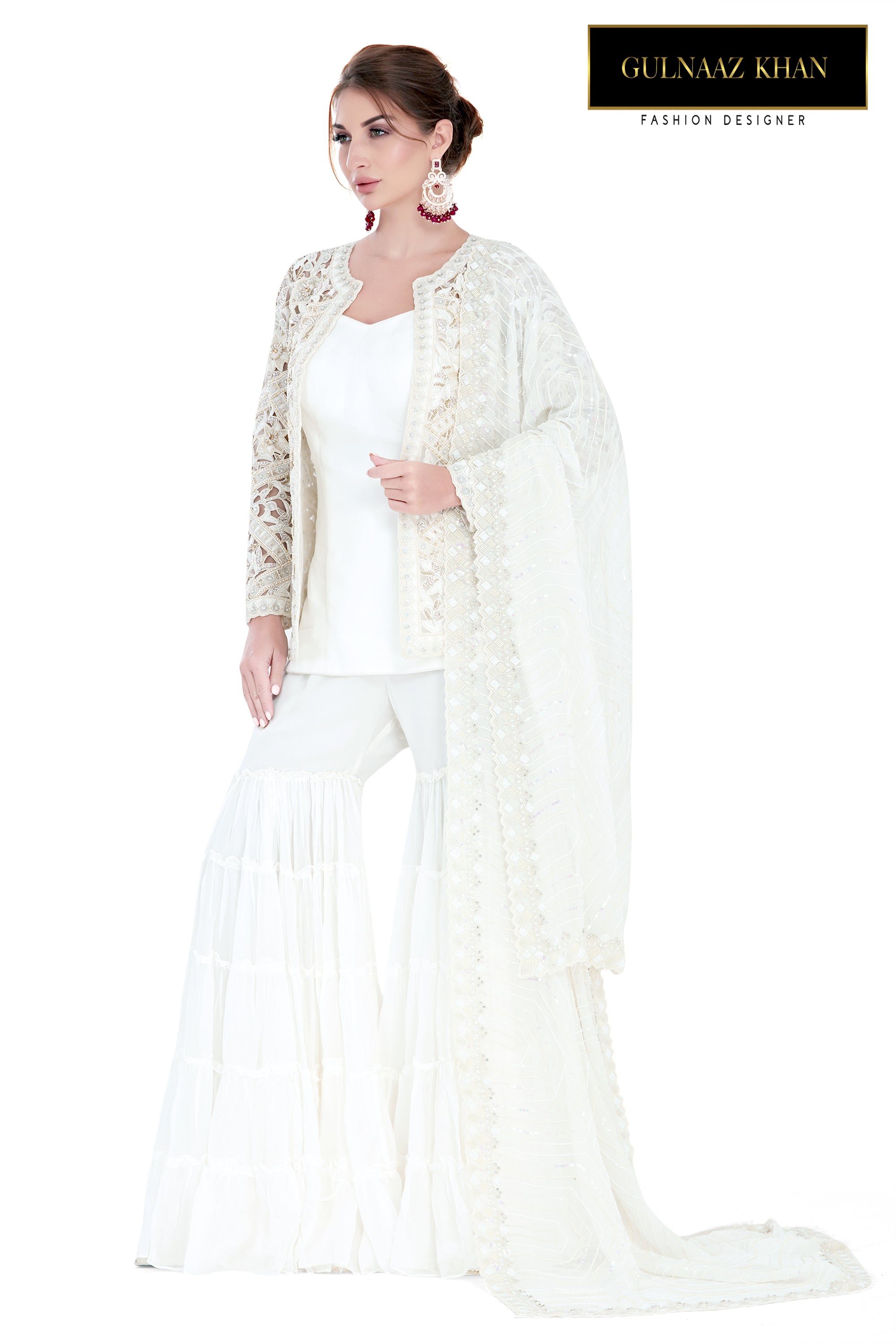 cream jacket with gharara