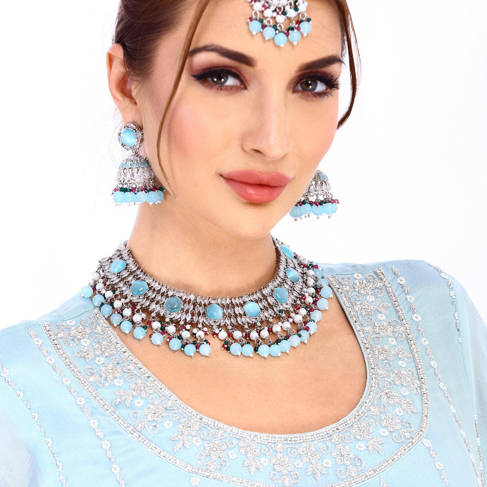 
                  
                    necklace with earrings and tikka set
                  
                