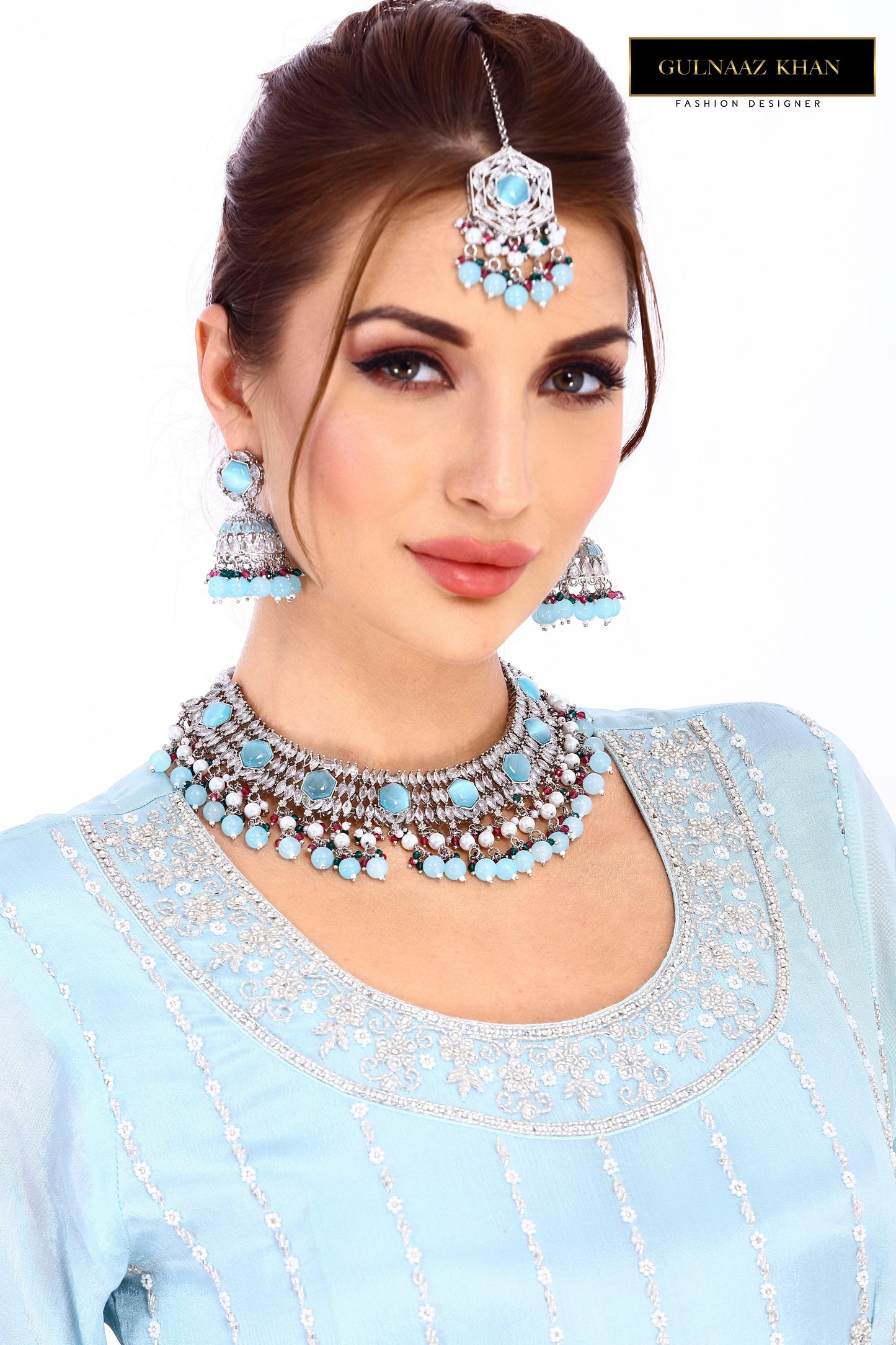 necklace with earrings and tikka set