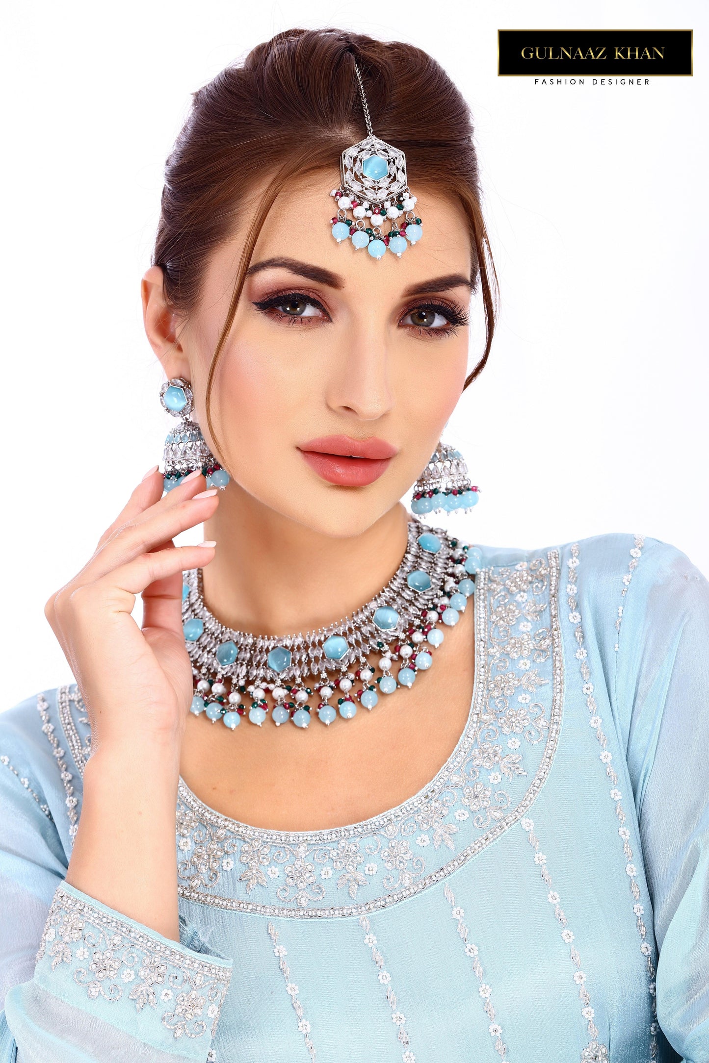 necklace with earrings maang tikka set