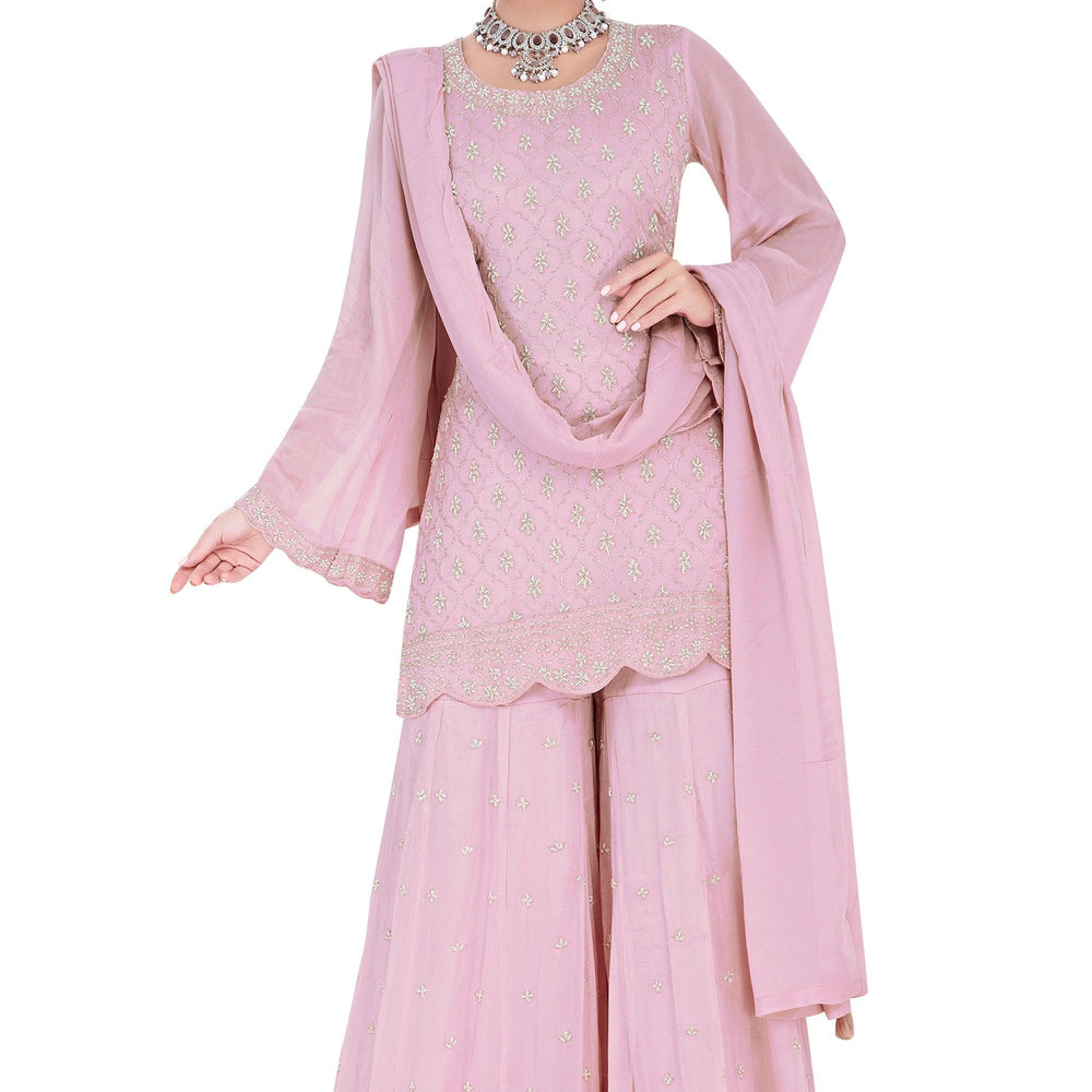 pink plazo dress