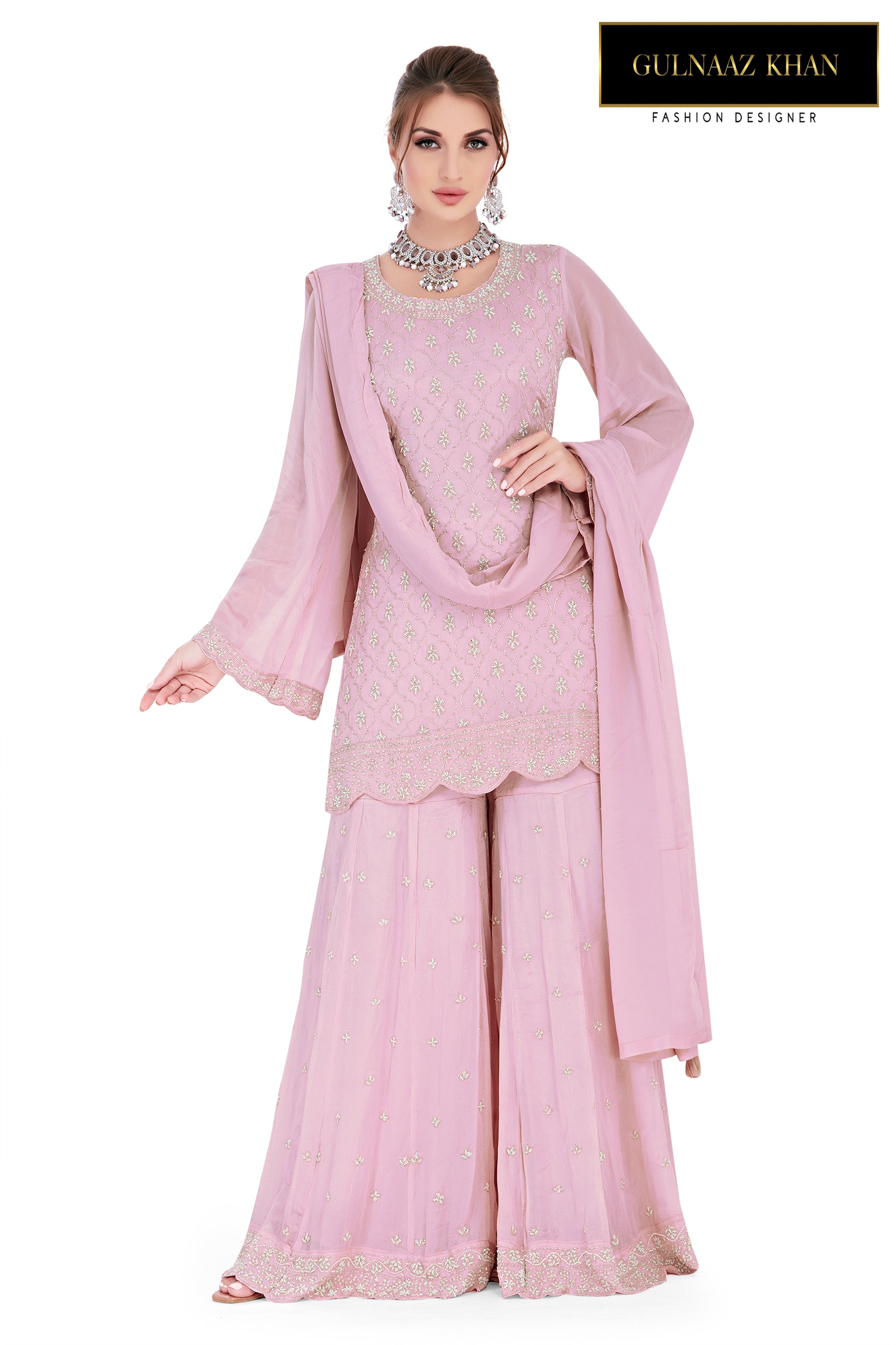 pink plazo dress