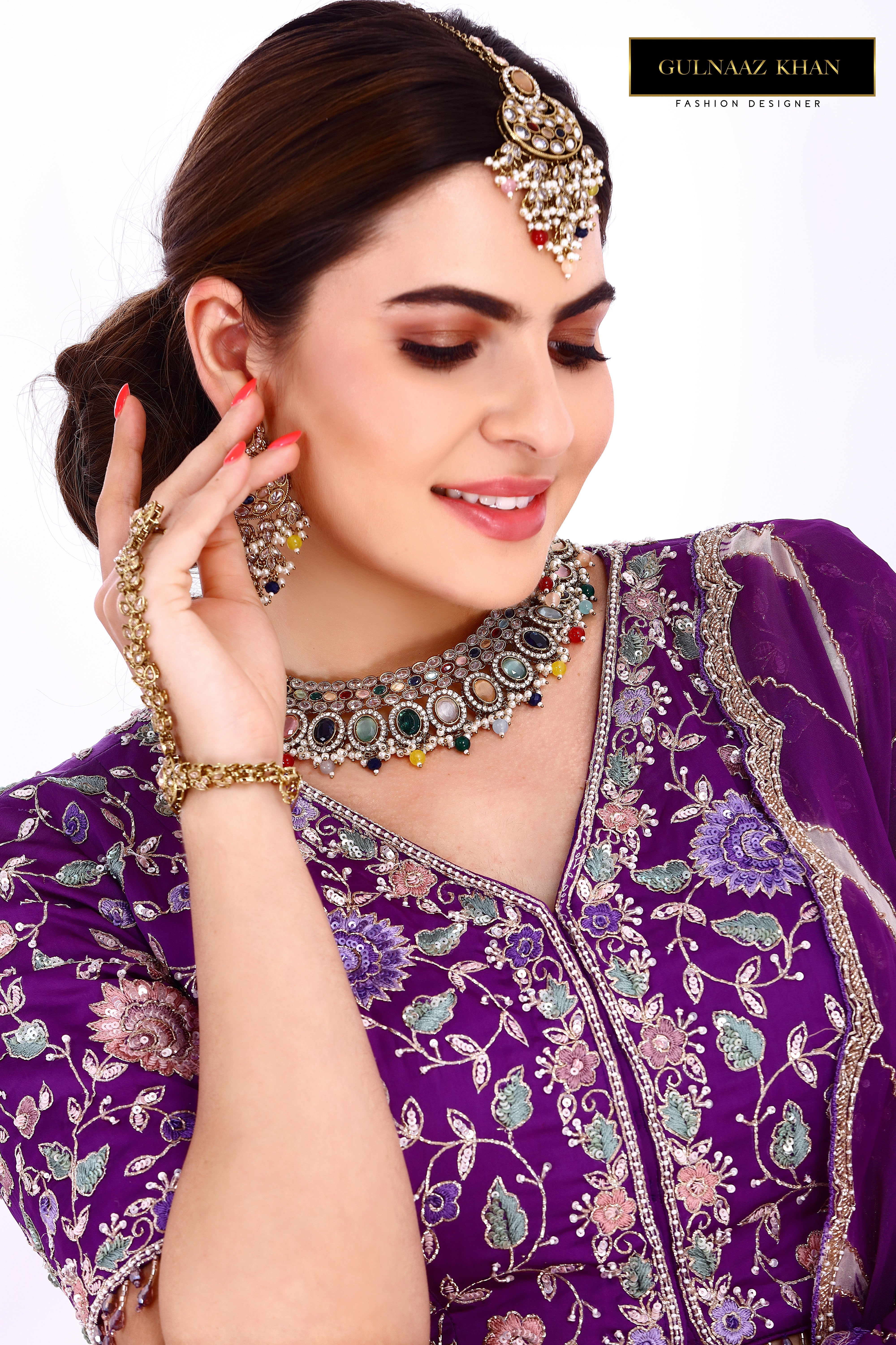 purple lehenga with top