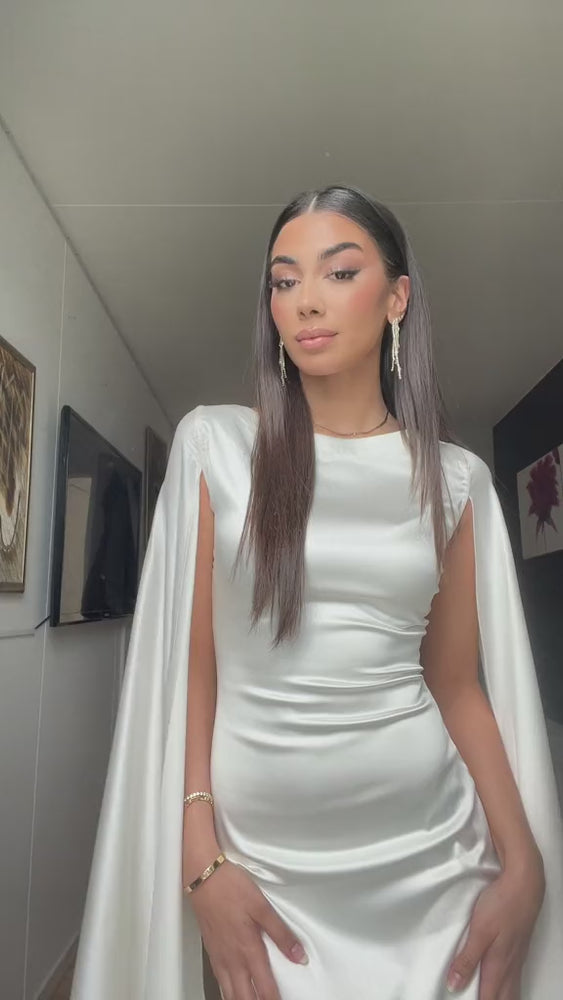 
                  
                    Load and play video in Gallery viewer, white silk dress
                  
                