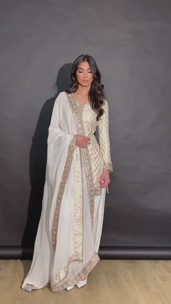 
                  
                    Load and play video in Gallery viewer, off-white salwar kameez
                  
                