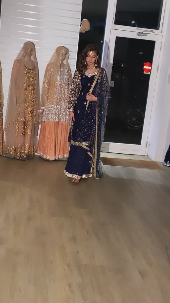 
                  
                    Load and play video in Gallery viewer, royal blue sharara kameez
                  
                