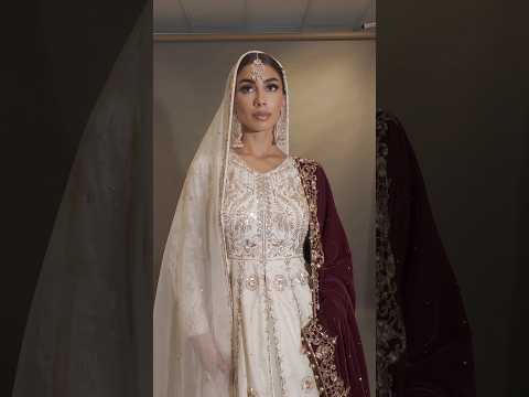 Fareeha - Ivory White Bridal Gown with Light Gold Embroidery & Sequins