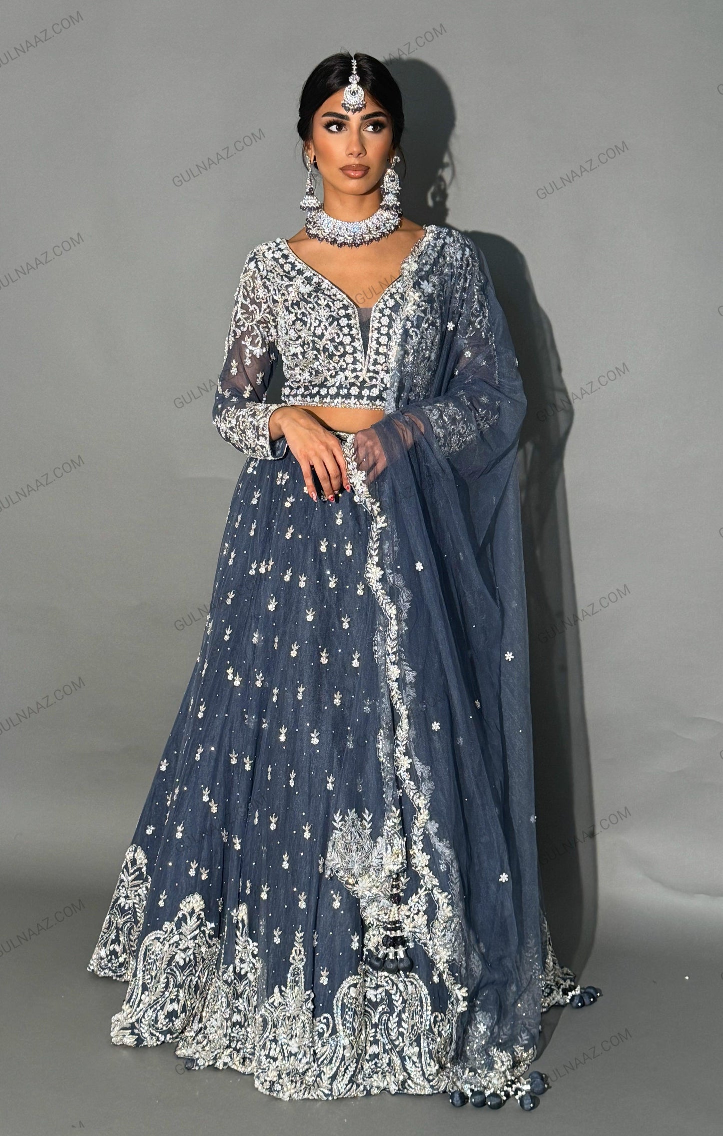 blue designer lehenga