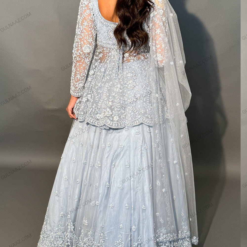 sky blue bridal sharara