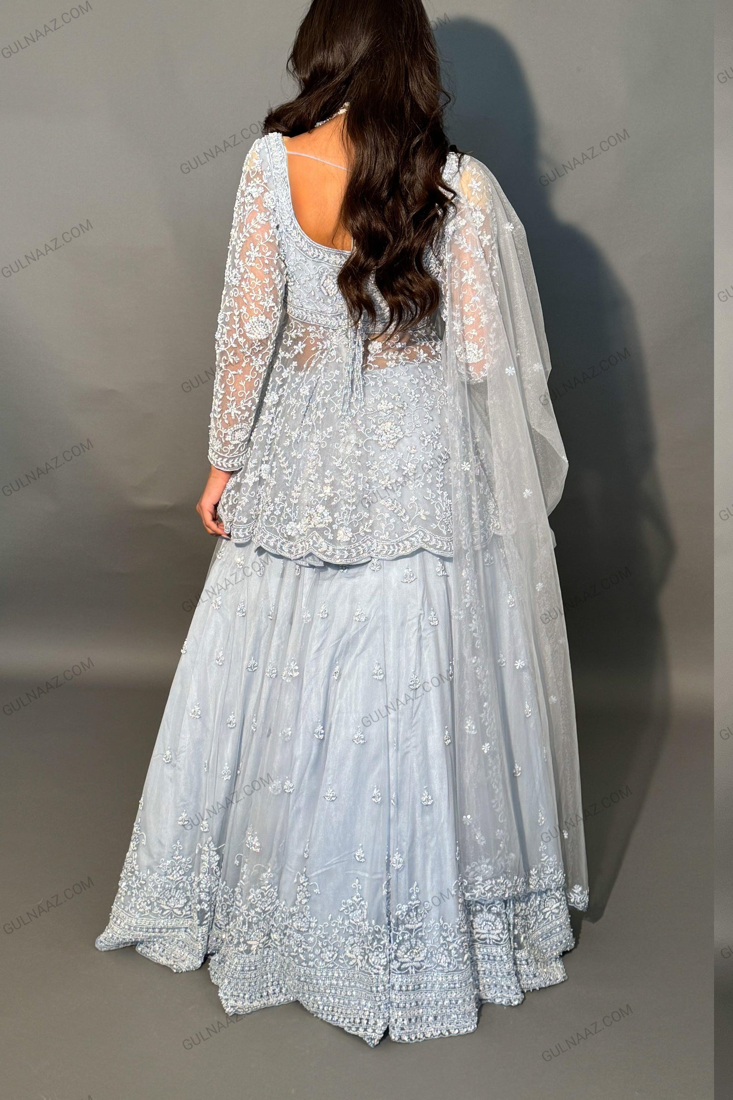 sky blue bridal sharara