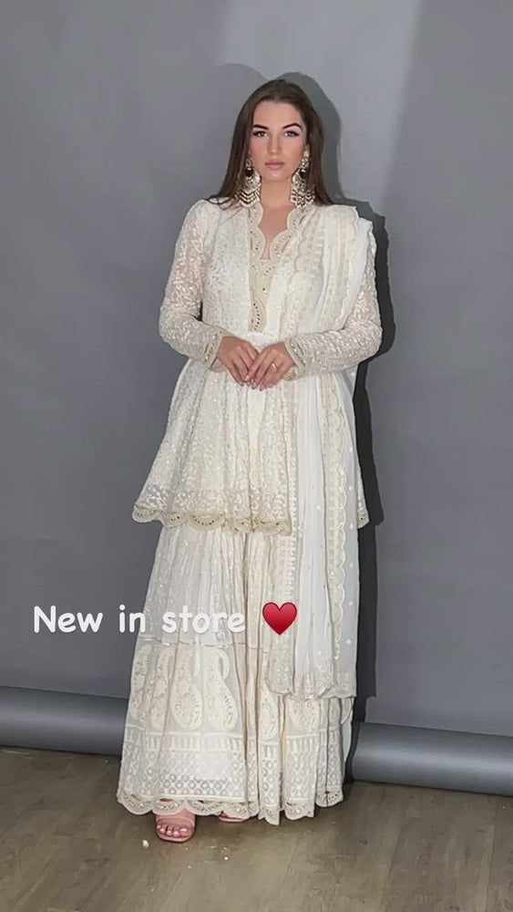 
                  
                    Load and play video in Gallery viewer, white gharara with kameez
                  
                