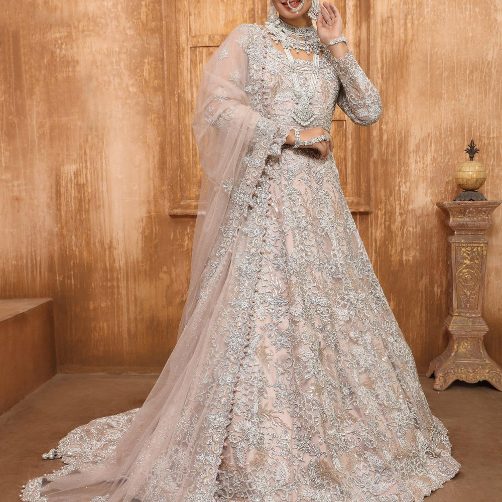 peach designer bridal gown