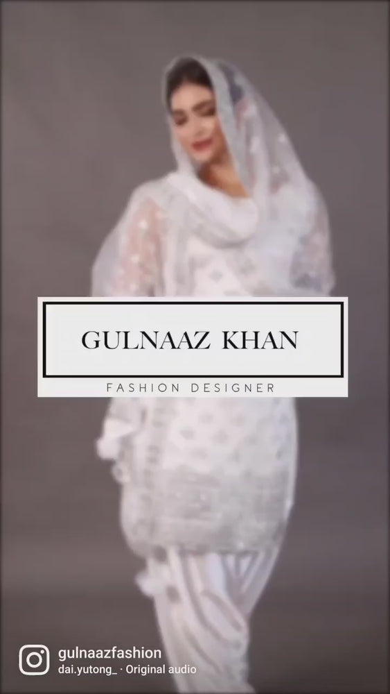 
                  
                    Load and play video in Gallery viewer, white salwar kameez with dupatta
                  
                