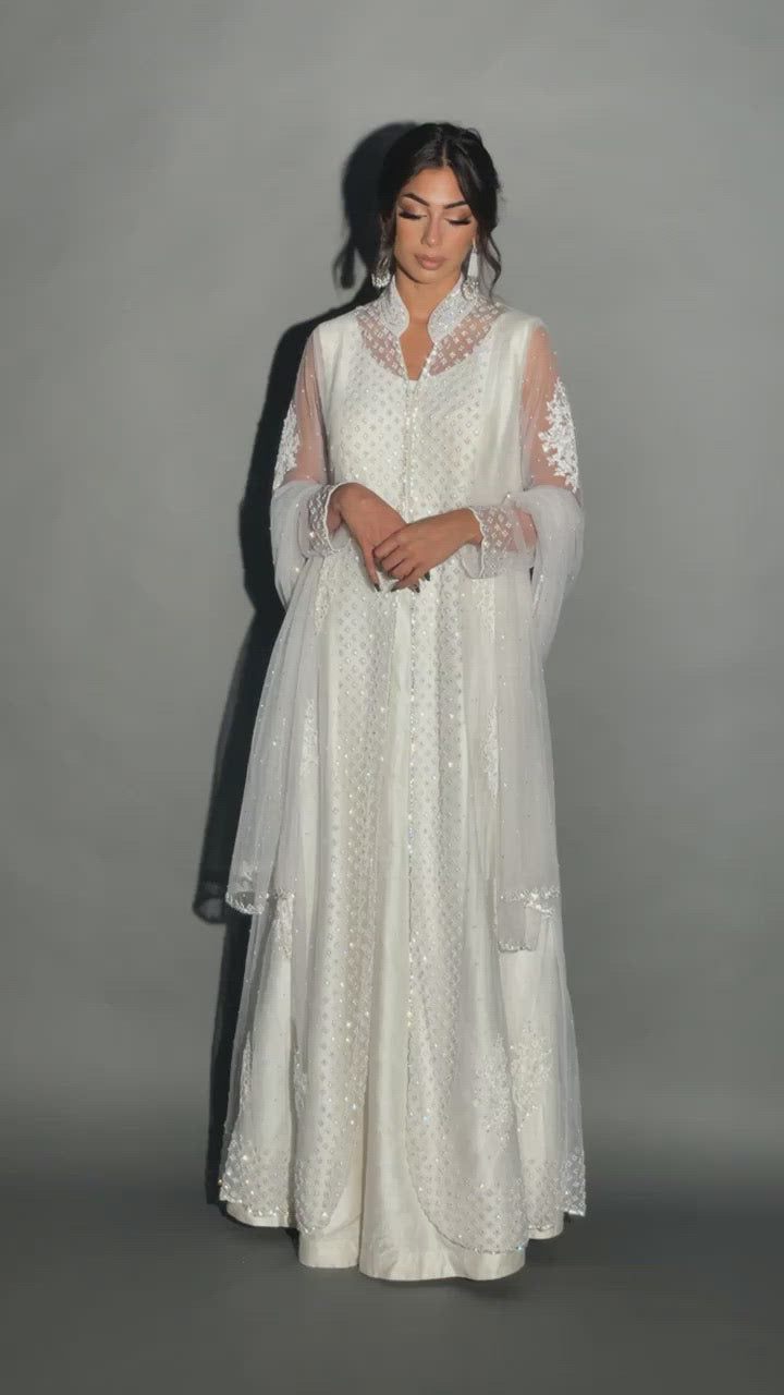 raw silk white gown