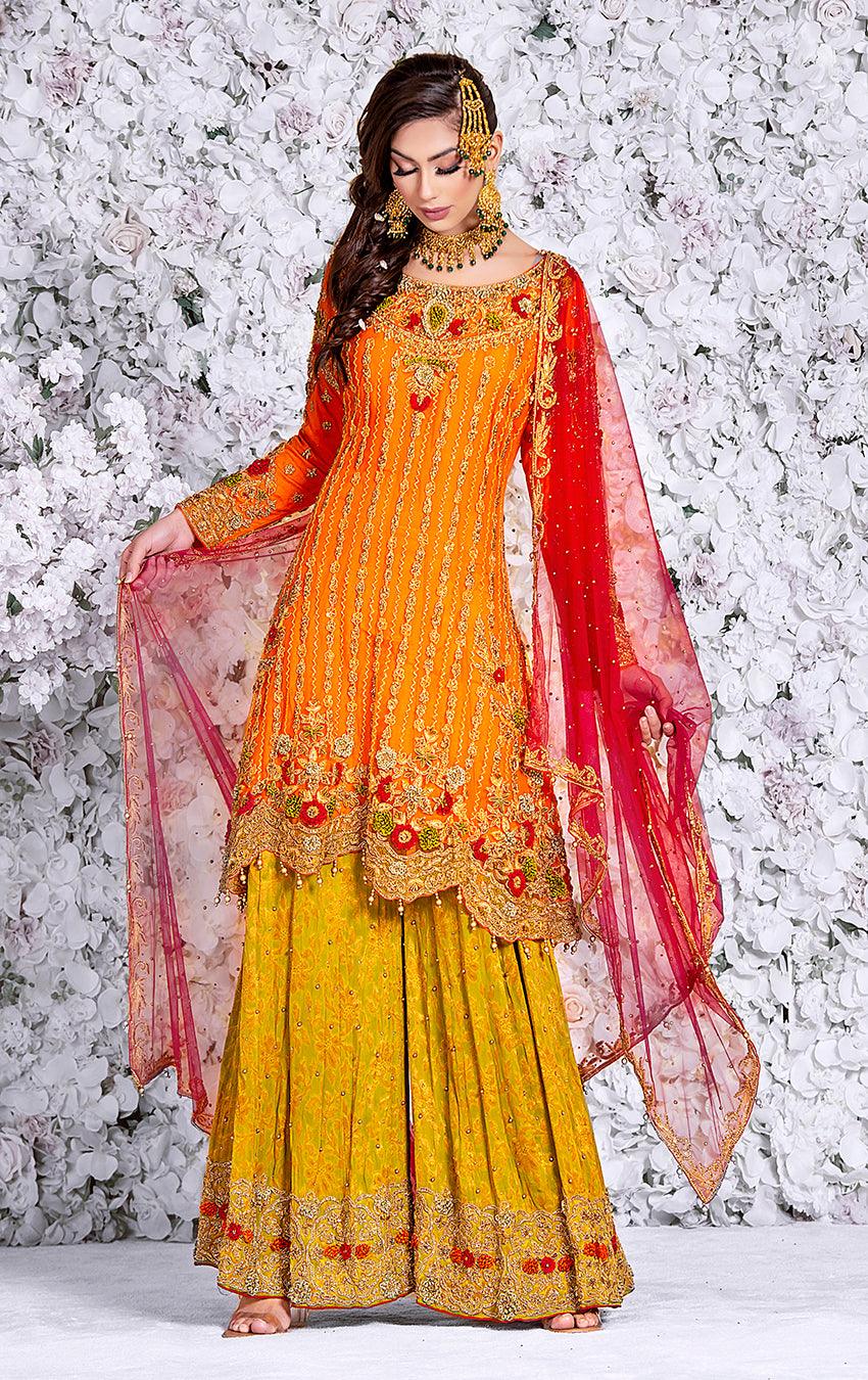 sharara suit in orange 