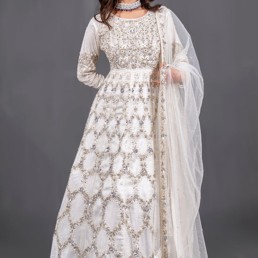 
                  
                    White long wedding gown
                  
                