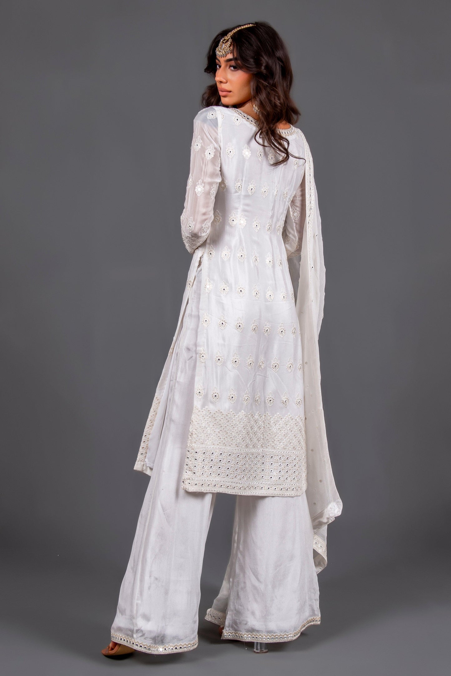 white chikankari plazo kurta set