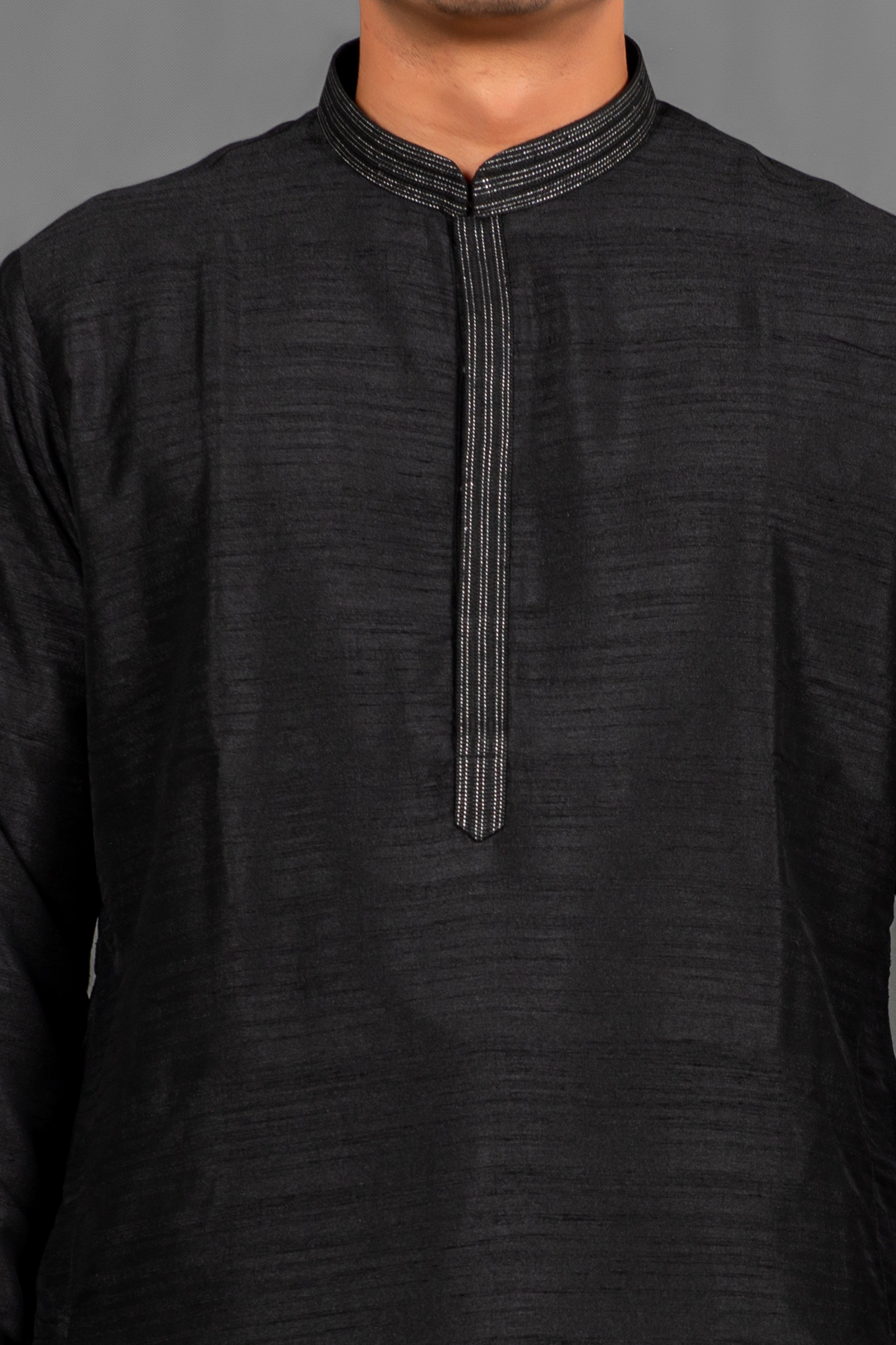 black kurta pajama with waistcoat